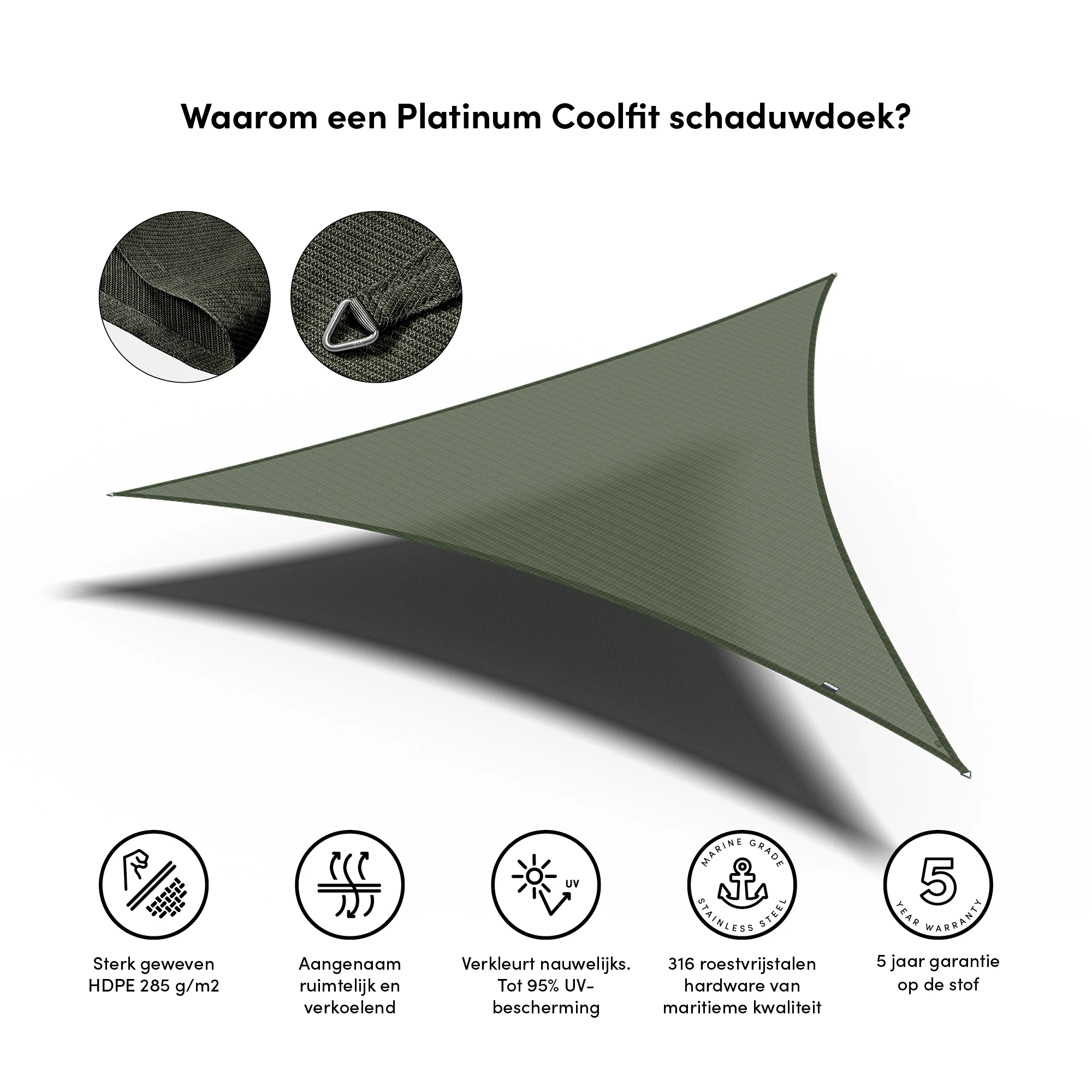 Platinum Schaduwdoek Driehoek Olijf 360 cm - Afbeelding 1