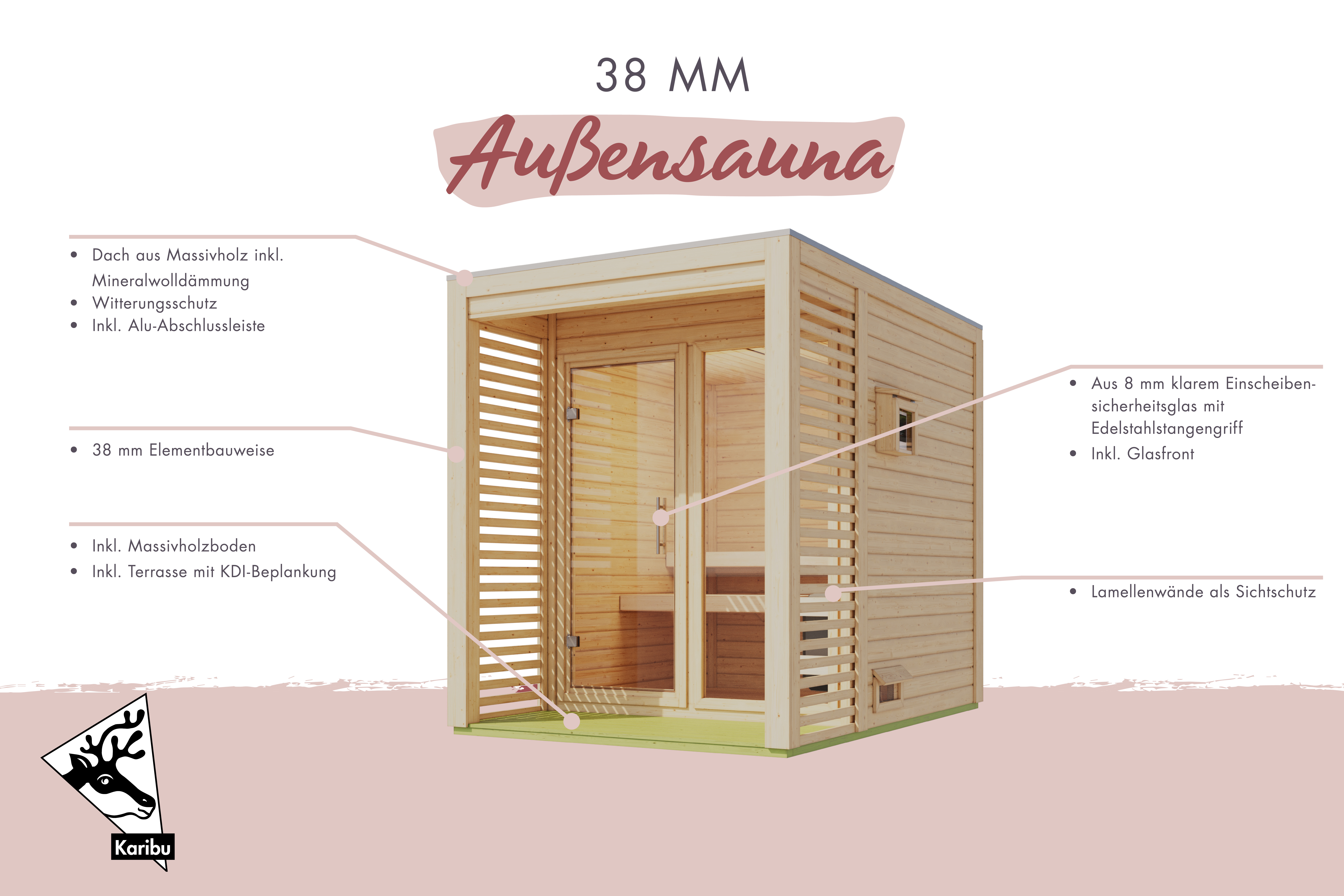 Sauna Oss 2 Finish 237 x 276 x 232 cm - Afbeelding 5