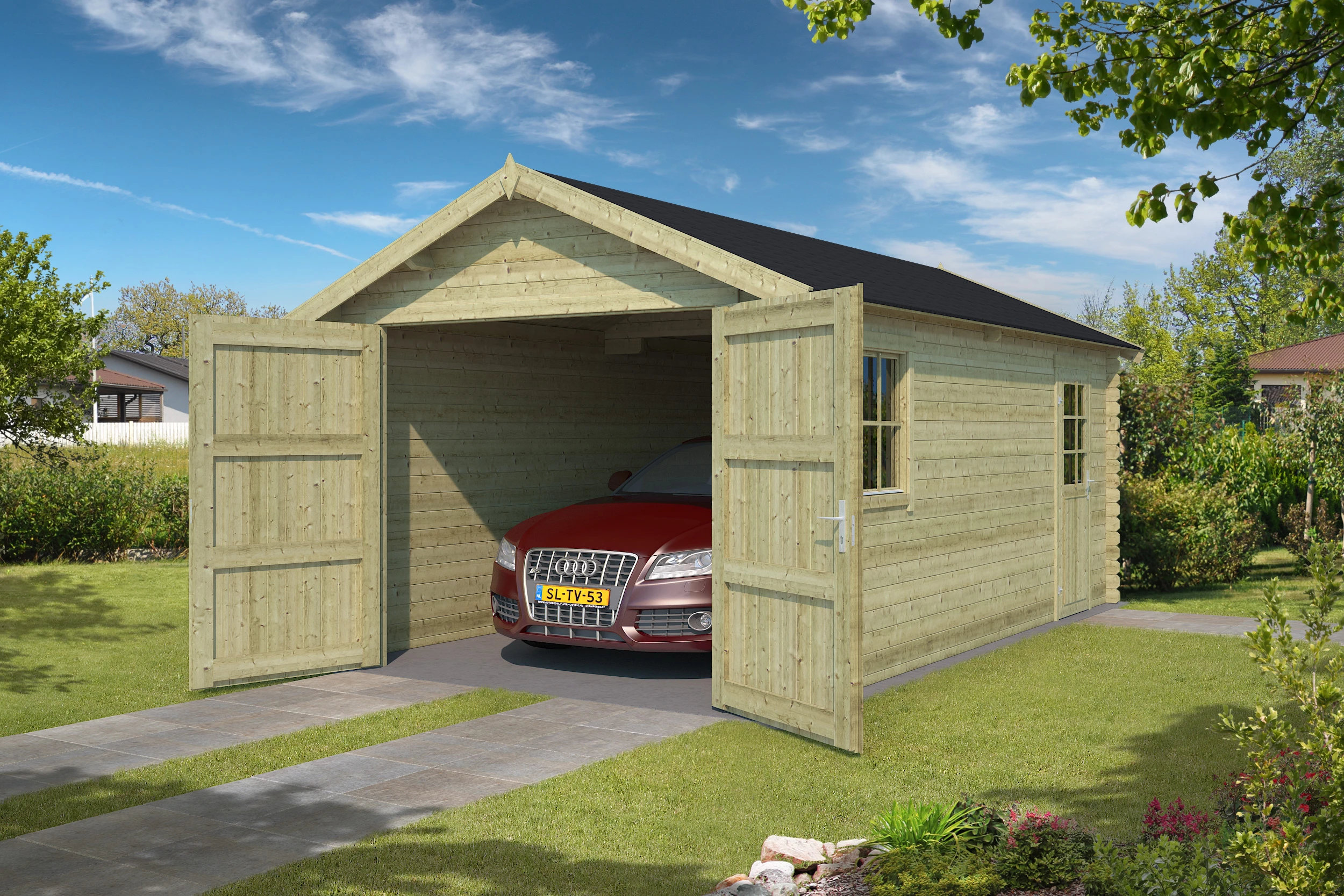 Outdoor Life Garage Dillon Groen Geïmpregneerd 540 x 300 cm - Afbeelding 1