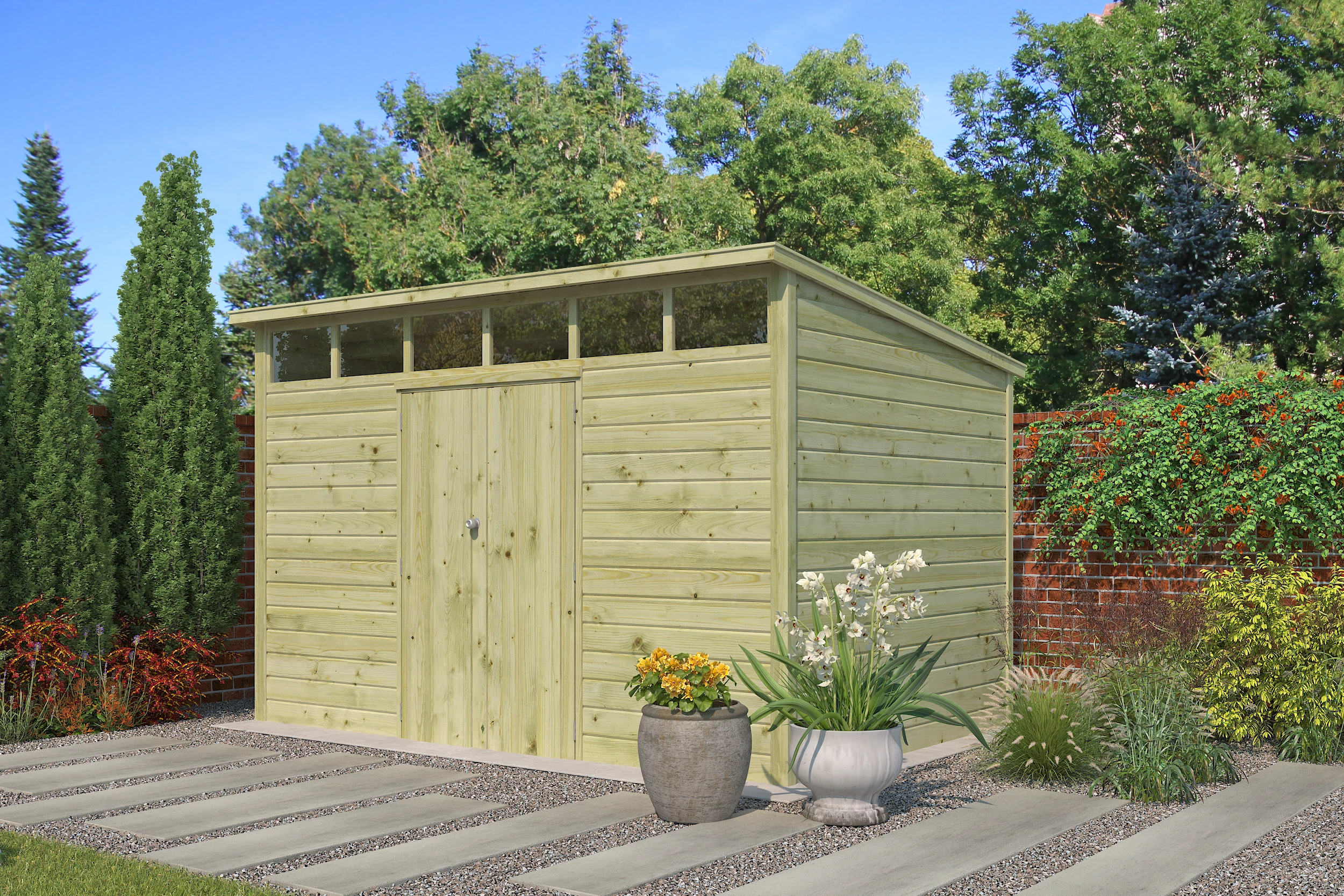 Woodlands Blokhut Q Line Groen Geïmpregneerd 360 x 240 cm - Afbeelding 1