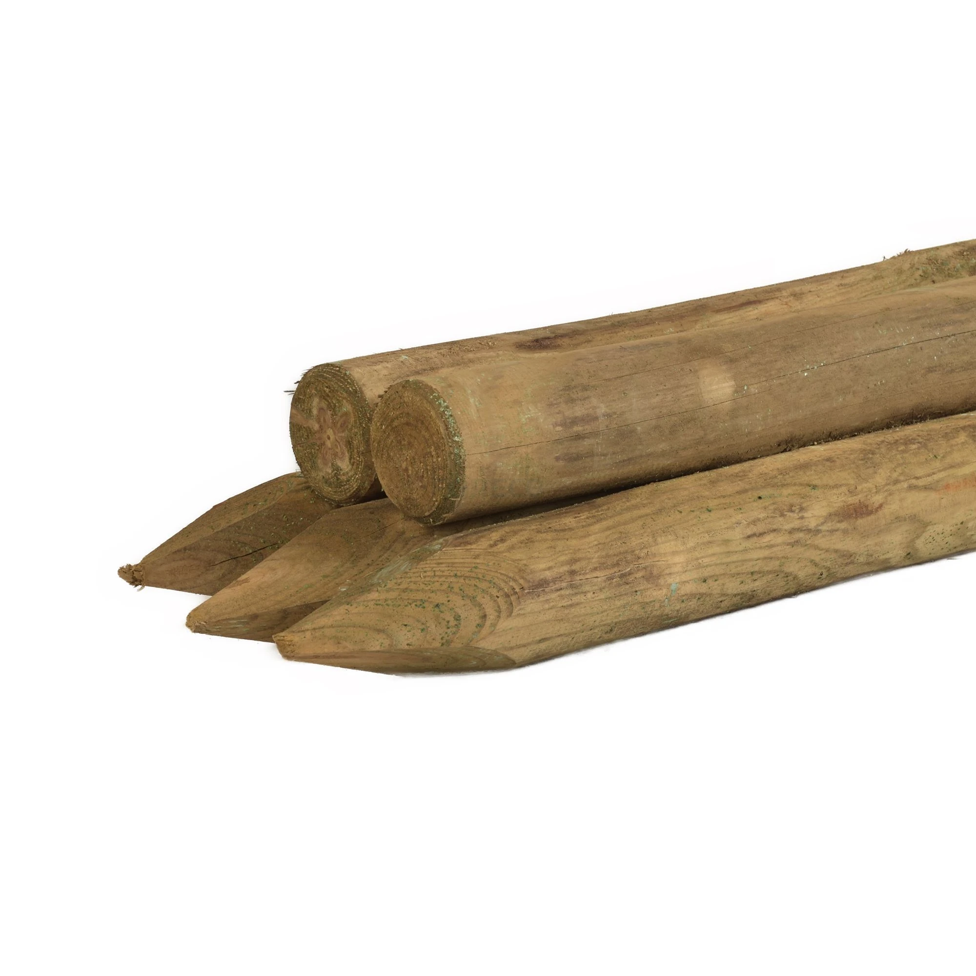 Vuren Paal 8 x 8 cm (80 x 80 mm) Rond Gefreesd Groen Geïmpregneerd - Lengte 250 cm - Afbeelding 1