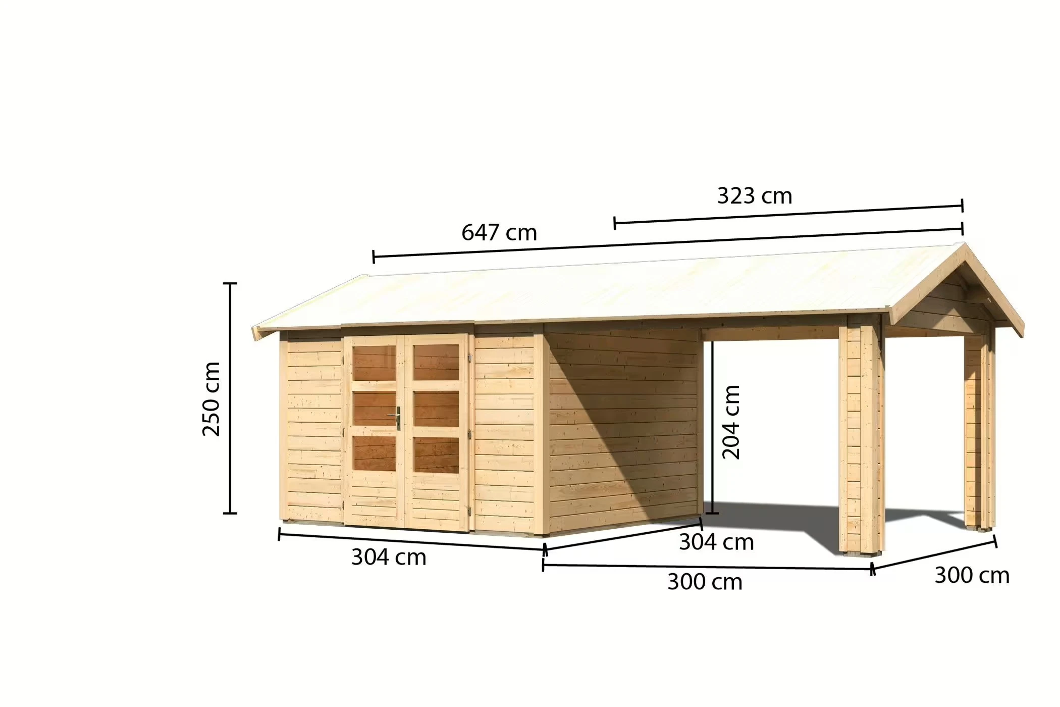Karibu Tuinhuis Theres 7 met Overkapping 604 x 300 cm - Afbeelding 3