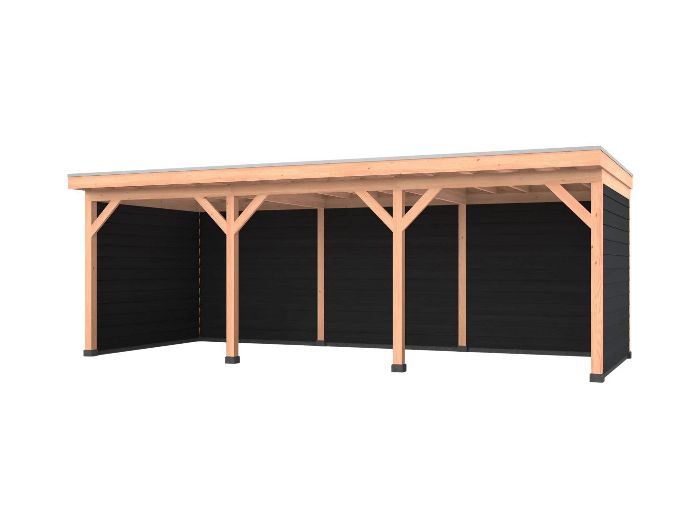 Douglas overkapping, 750 x 300, met zwarte achterwand en twee zijwanden, Westwood Comfort - Afbeelding 1