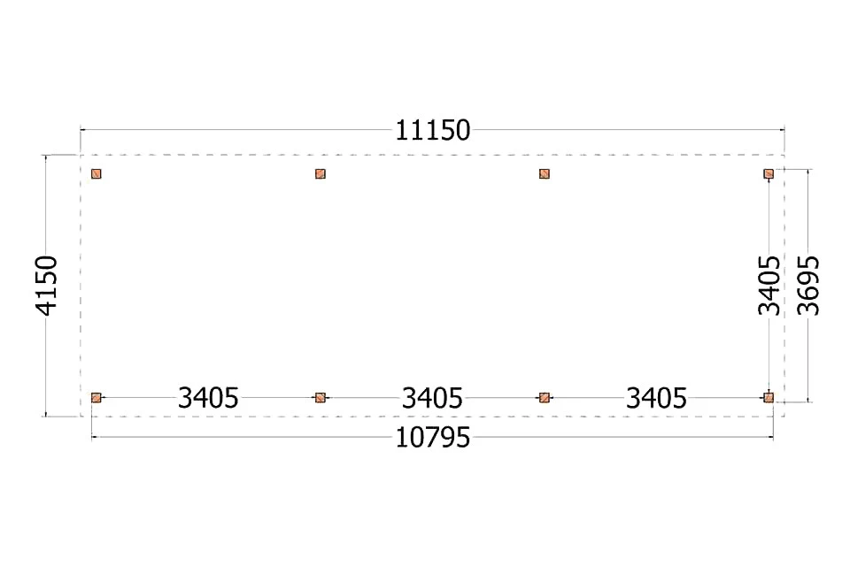 Trendhout Douglas Overkapping Siena 1115 x 415 cm - Afbeelding 2