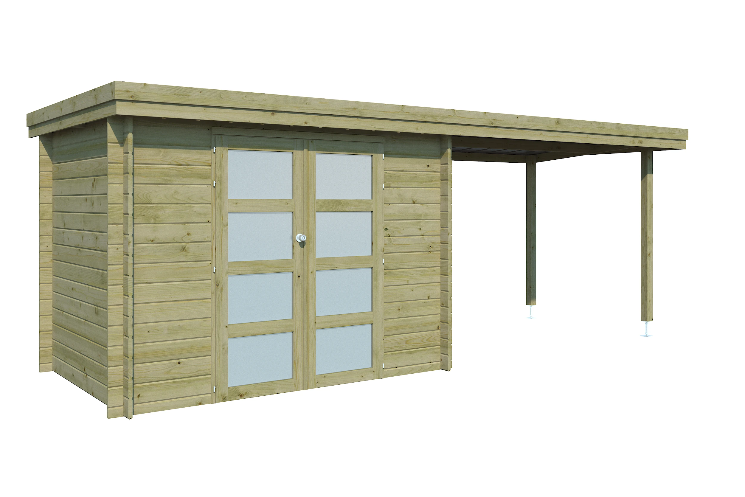 Woodlands Blokhut Oregon met Overkapping Geïmpregneerd - 595 x 205 cm - Afbeelding 2