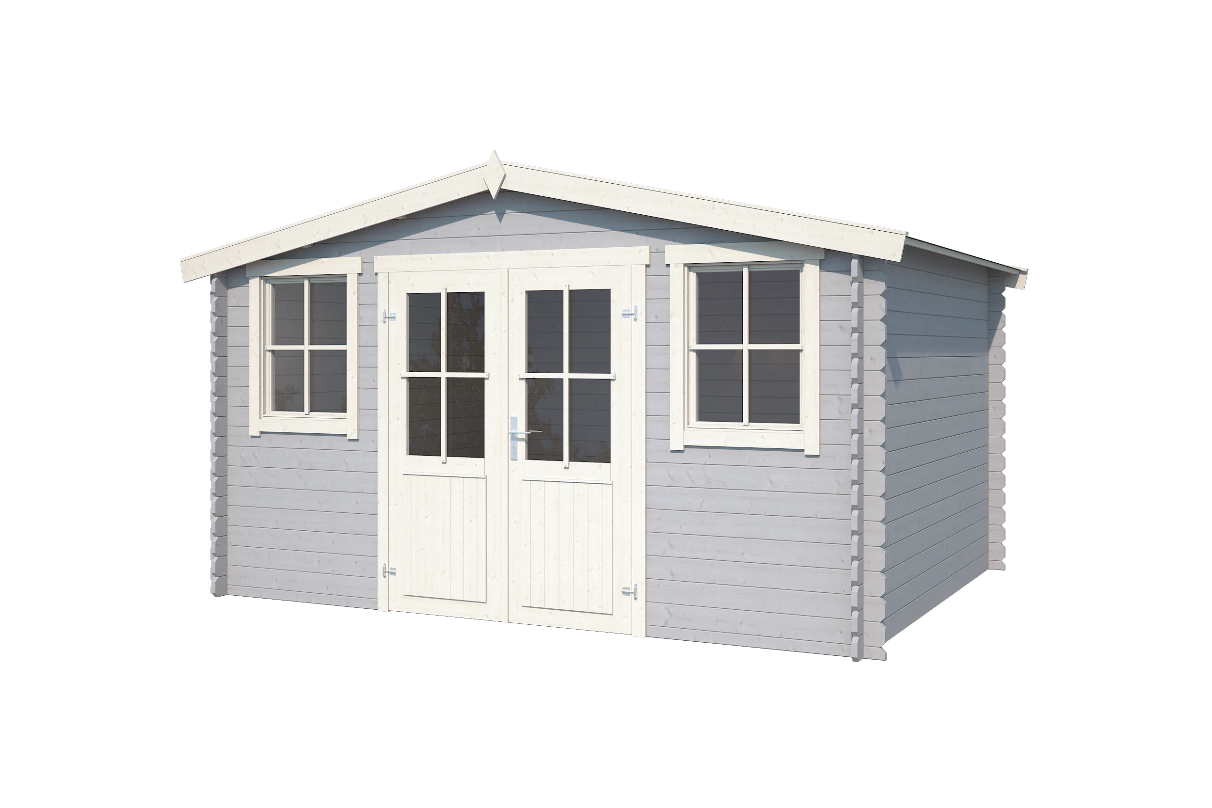 Outdoor Life Blokhut Dallas  Platinum Grey-Wit 376 x 292 cm - Afbeelding 1