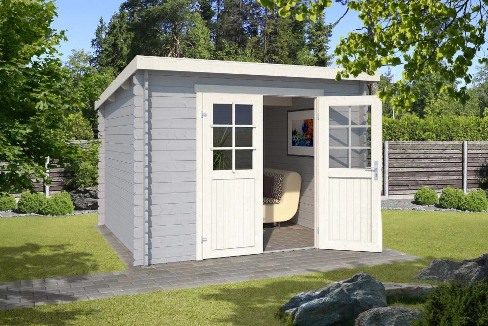 Outdoor Life Blokhut Nadia Platinum Grey-Wit 275 x 275 cm - Afbeelding 3