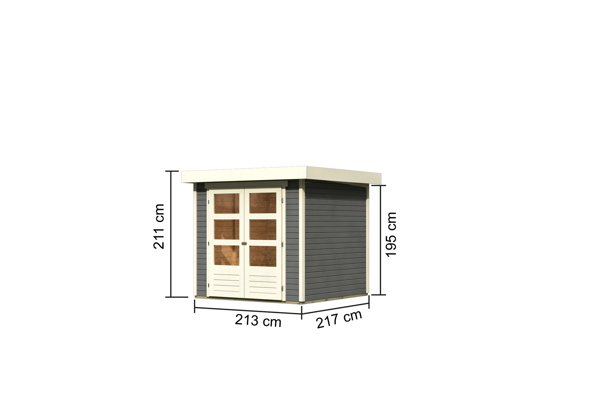 Tuinhuis Askola 2 Grijs 242 x 238 cm - Afbeelding 4