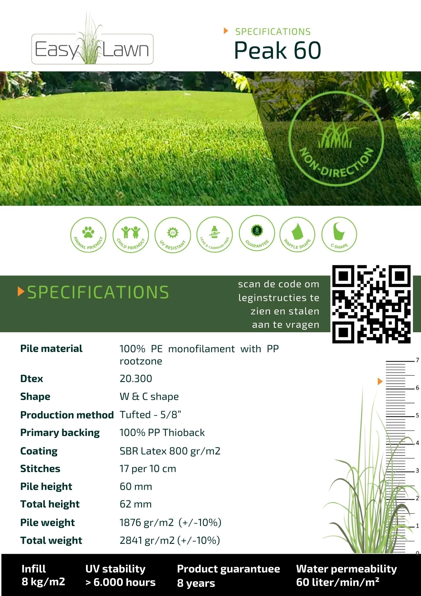 EasyLawn Kunstgras Peak60 200 cm - Afbeelding 2