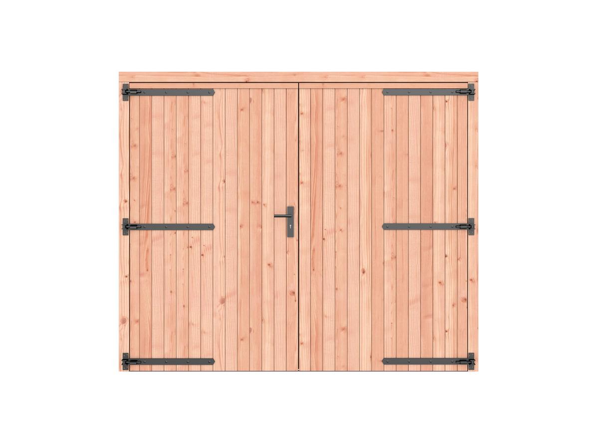 Douglas dubbele deur dicht zwart beslag - 250 x 209 cm - Onbehandeld - Afbeelding 1