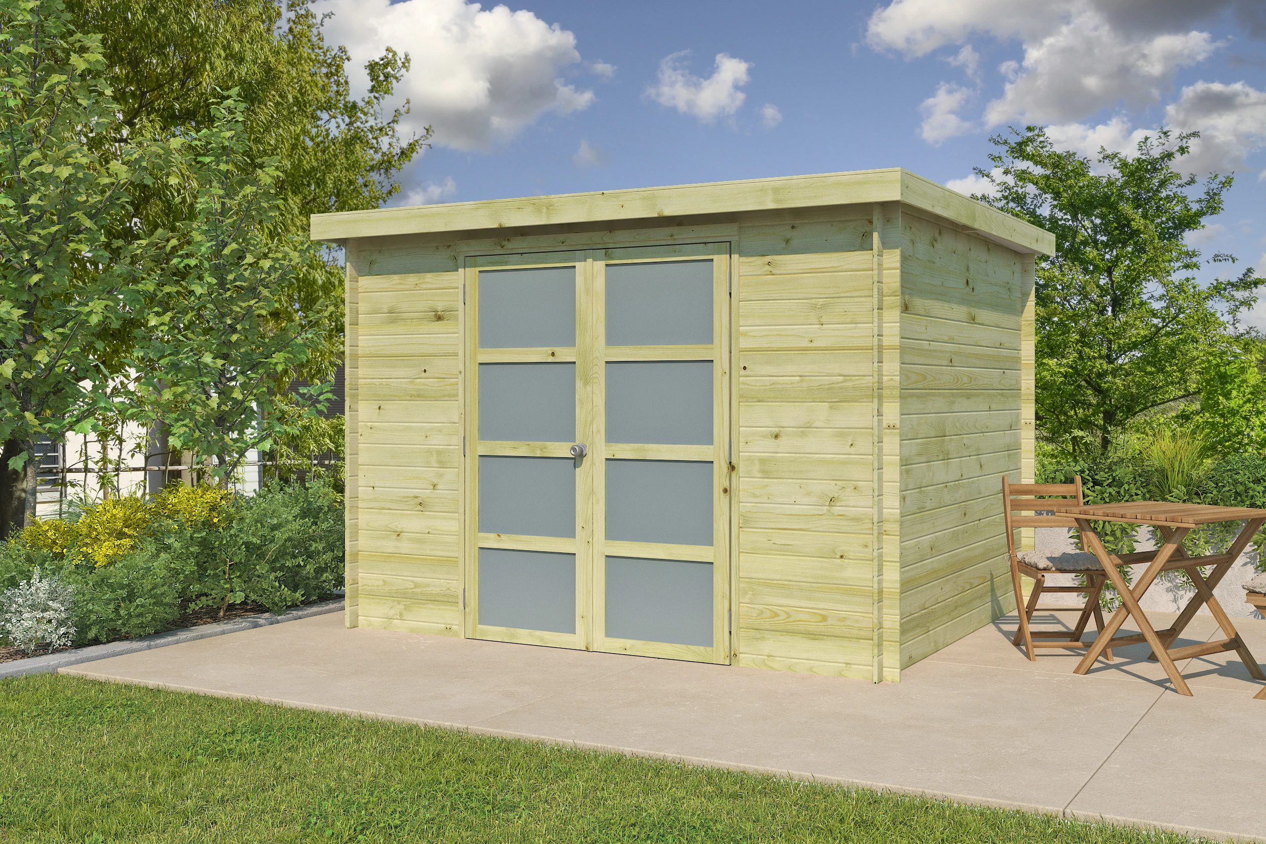 Woodlands Blokhut Umea Groen Geïmpregneerd 300 x 250 cm OP = OP - Afbeelding 1