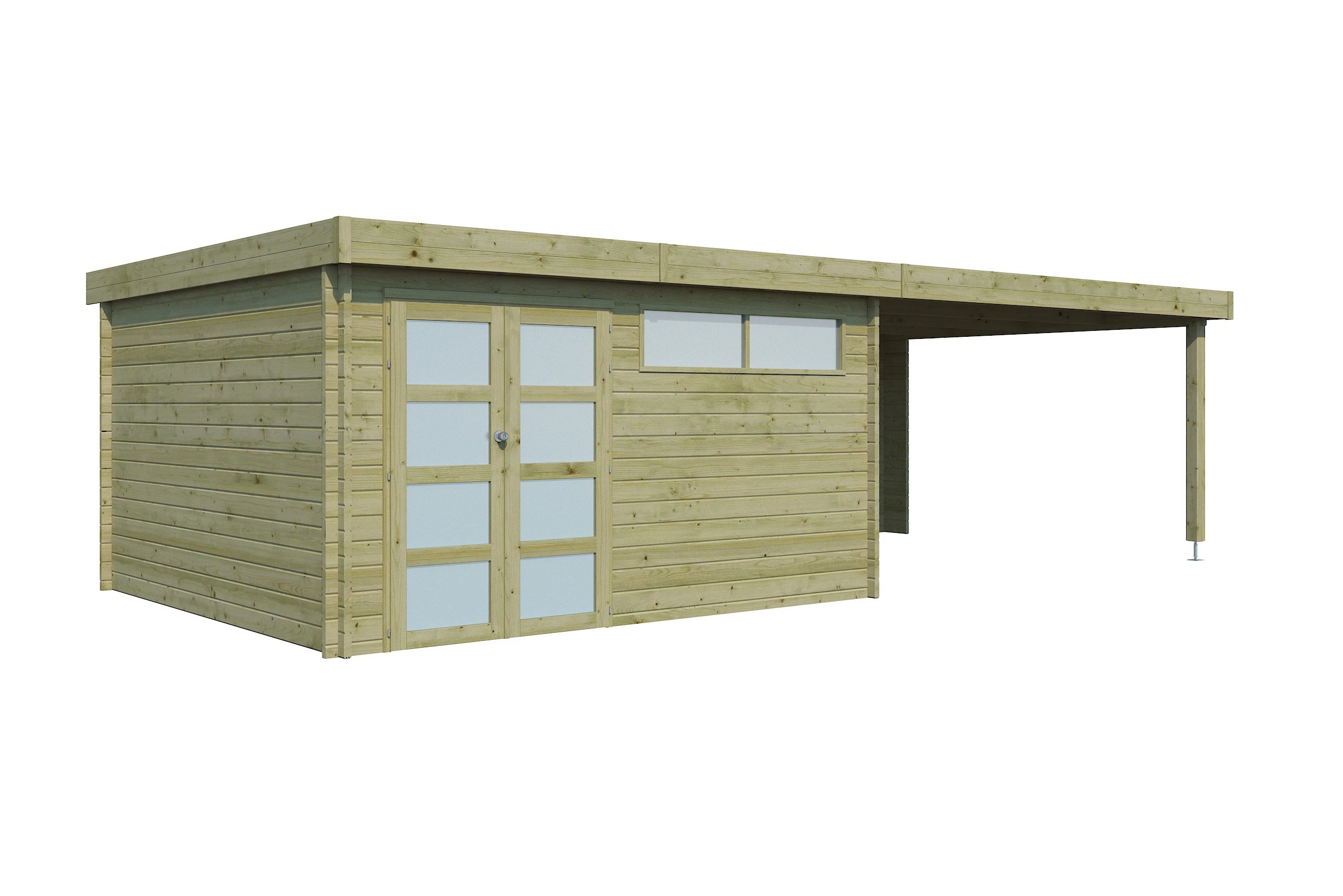 Woodlands Blokhut Modern met Overkapping en Dakisolatie Geïmpregneerd 815 x 385 cm - Afbeelding 2