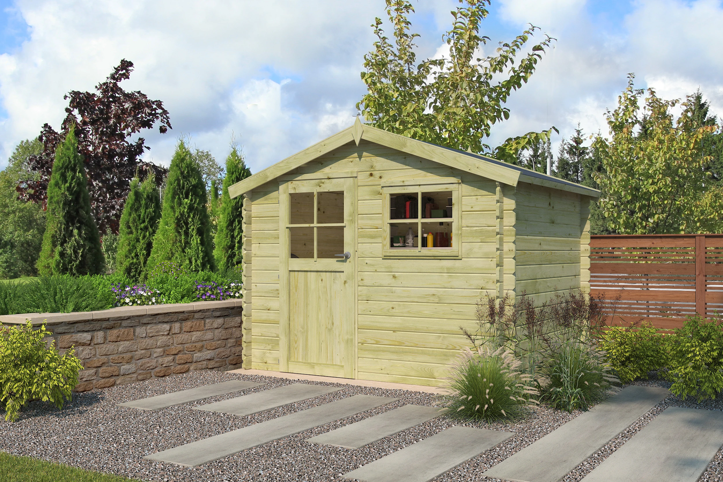 Woodlands Blokhut Salzburg Groen Geïmpregneerd 295 x 248 cm - Afbeelding 1