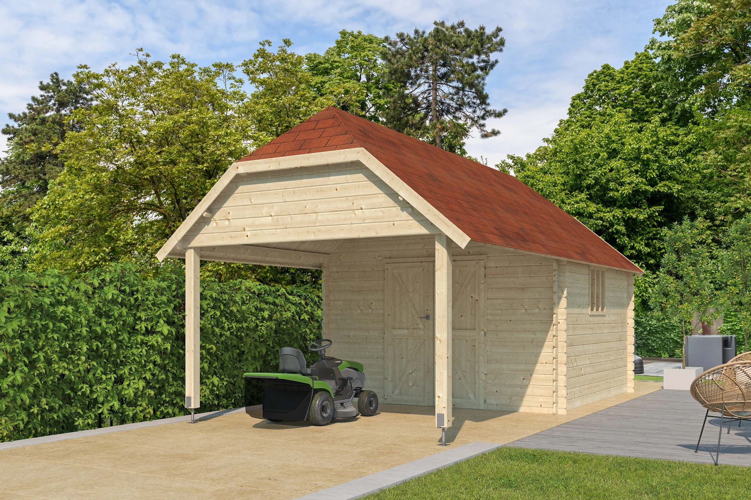Woodlands Blokhut Oxford XL 355 x 650 cm - Afbeelding 1