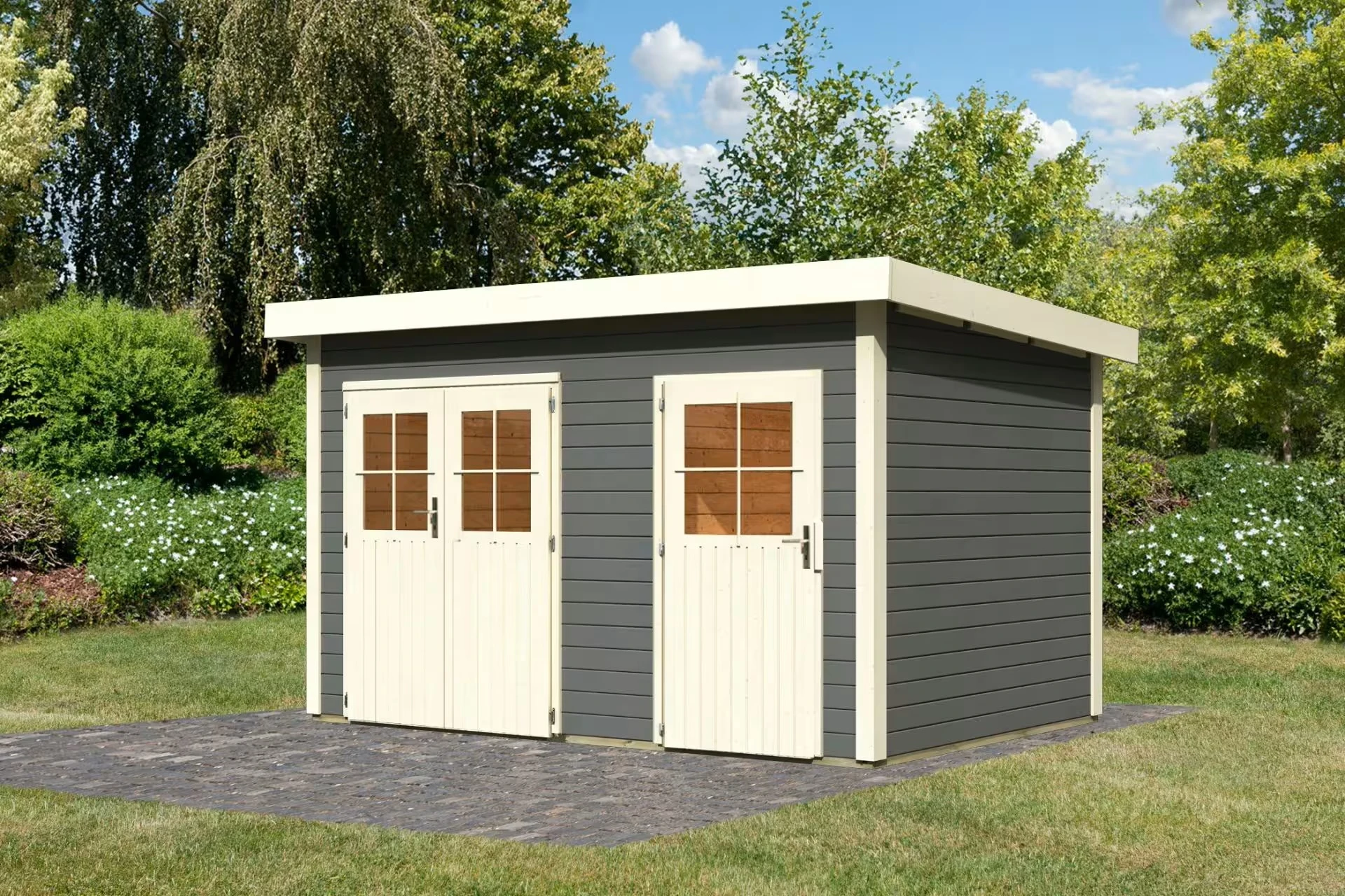 Karibu Tuinhuis Tintrup Terragrijs 364 x 244 cm - Afbeelding 4