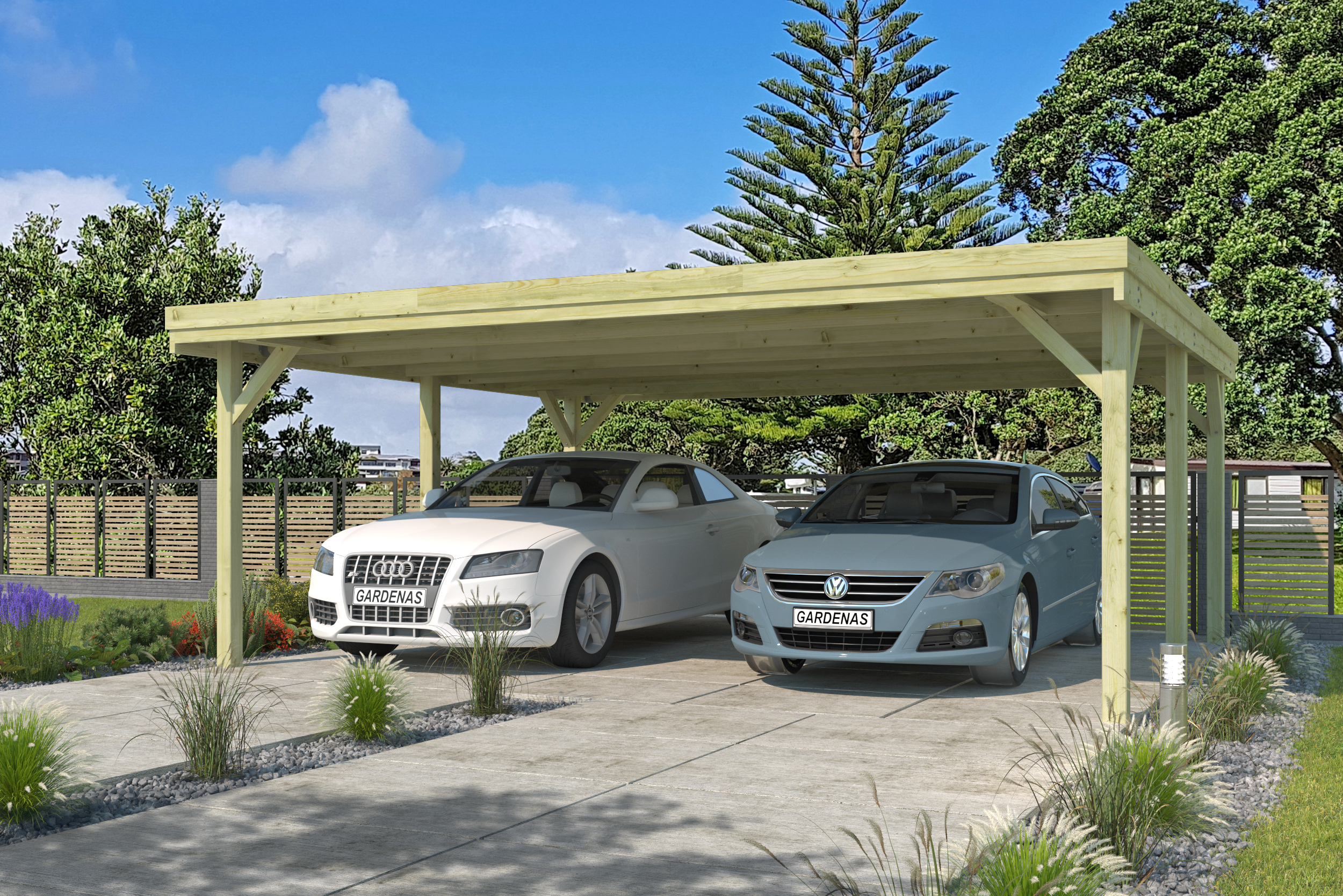 Woodlands Carport Q-Line Dubbel 594 x 552 cm - Afbeelding 3