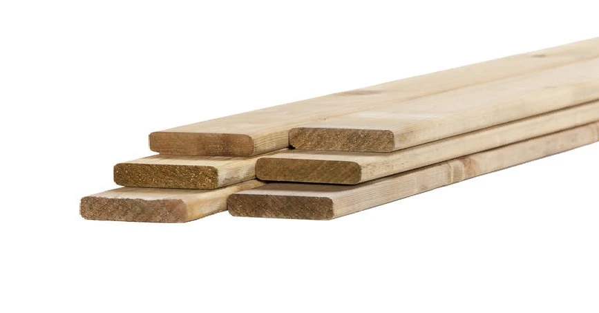 Vuren plank | 18 x 95 mm groen geïmpregneerd 480 cm - Afbeelding 1