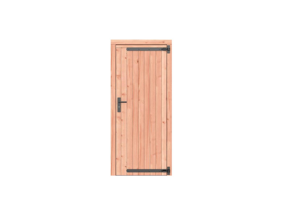 Douglas enkele deur dicht zwart beslag - 90 x 201 cm - Kleurloos Geimpregneerd - Rechtsdraaiend - Afbeelding 1