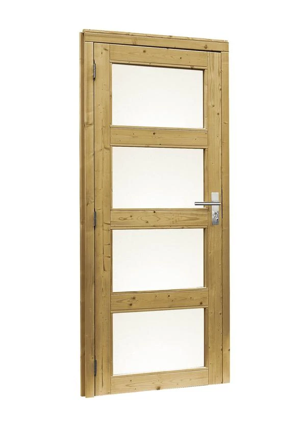Vuren Enkele Deur Melkglas 4-Ruits Linksdraaiend 90 x 201 cm (900 x 2010 mm) Groen Geïmpregneerd - Afbeelding 1