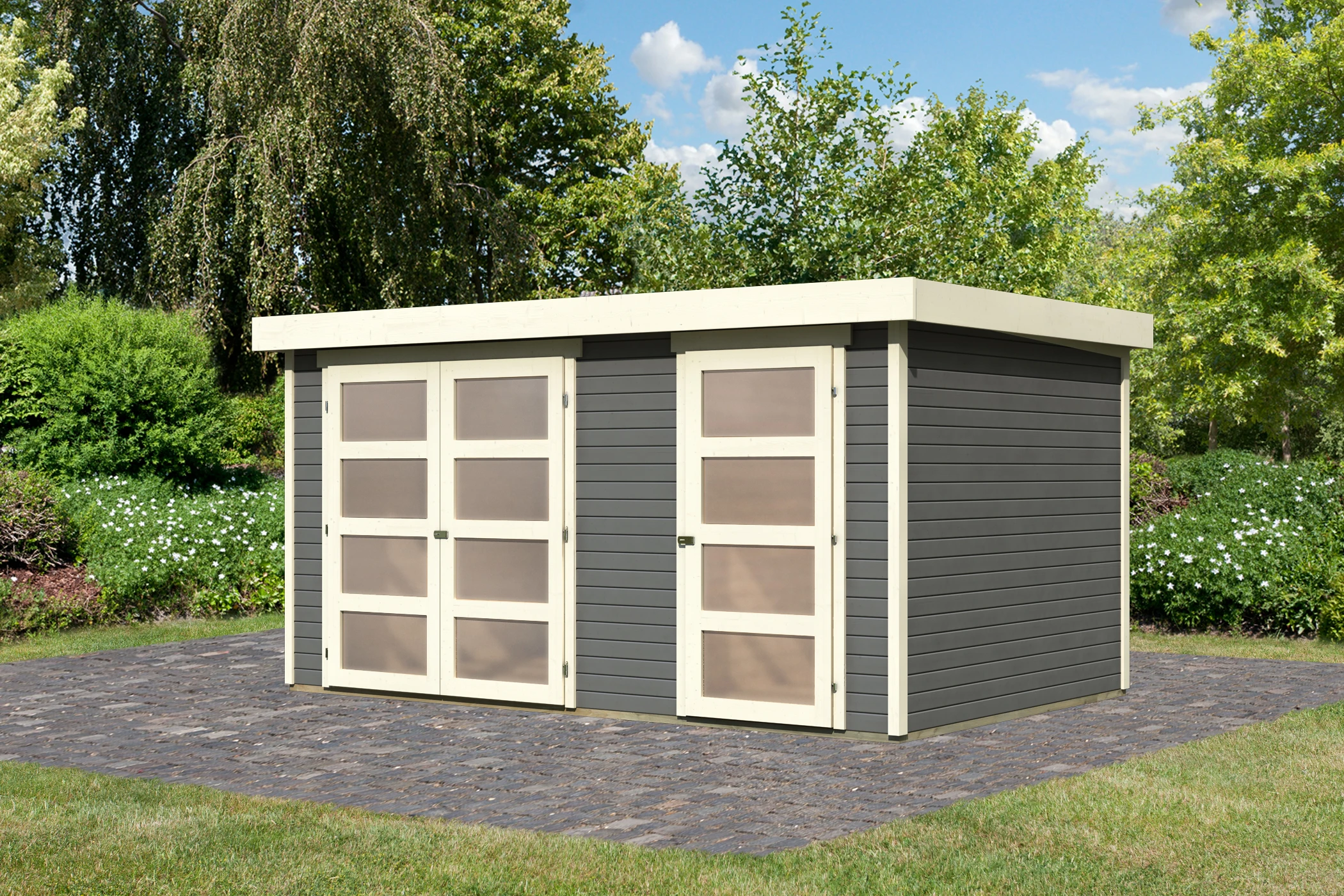 Karibu Tuinhuis Mühlentrup 2 Grijs 428 x 310 cm - Afbeelding 2