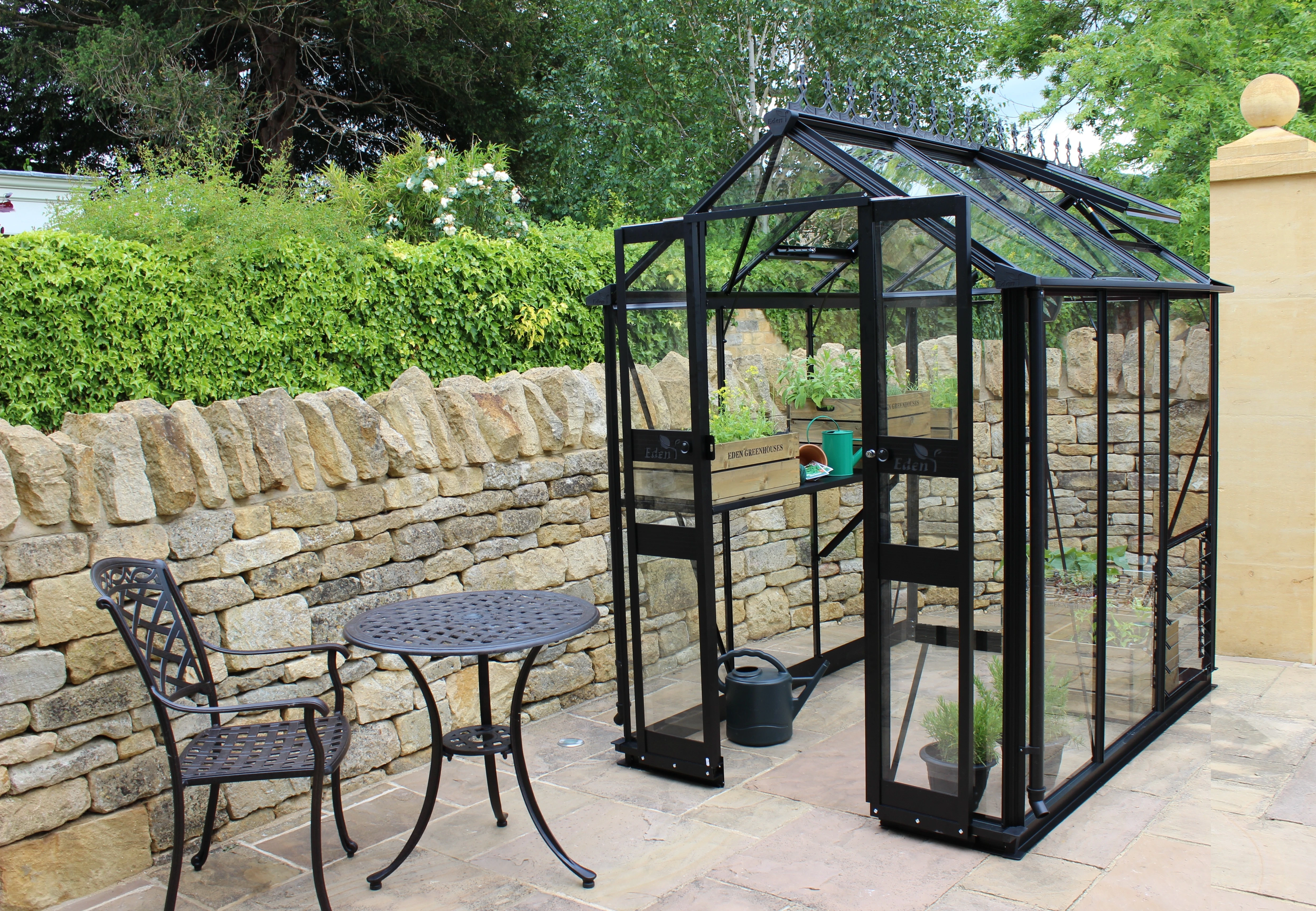 Royal Well Tuinkas Birdlip 46 194 x 132 cm Zwart Veiligheidsglas - Afbeelding 1