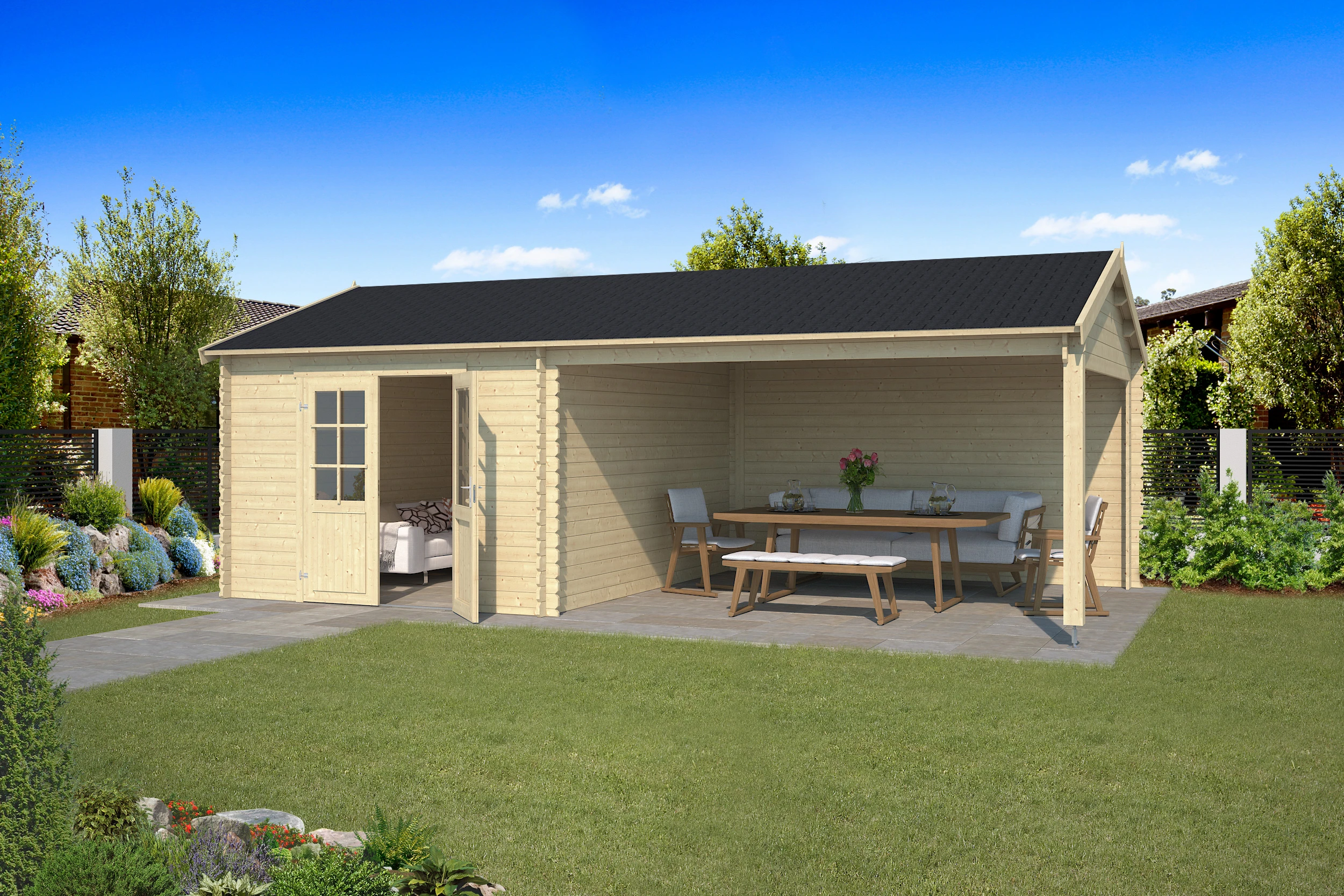 Outdoor Life Blokhut Octavio Vuren 680 x 380 cm - Afbeelding 1
