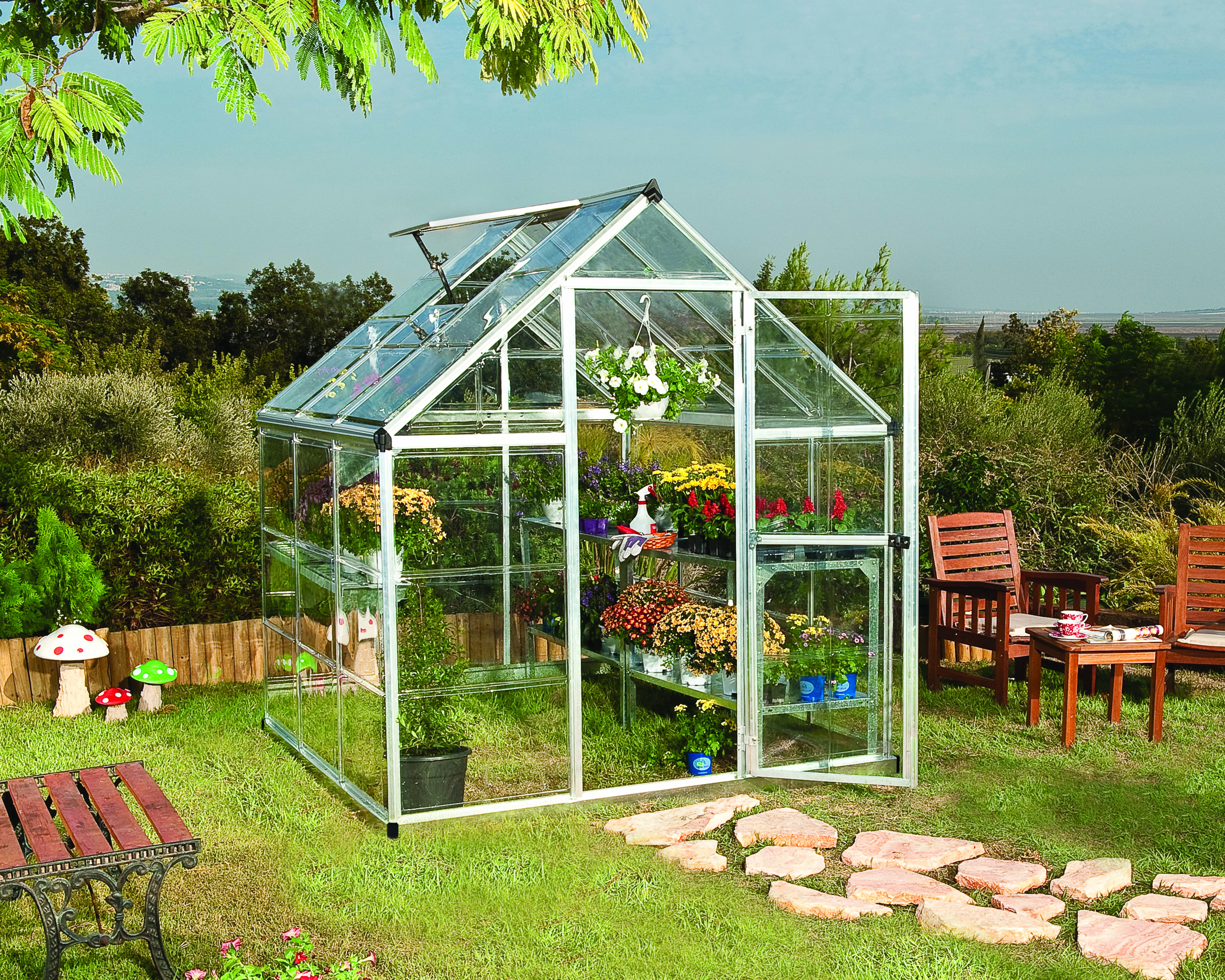 Palram Canopia Tuinkas Harmony 185 x 185 cm Zilver - Afbeelding 1