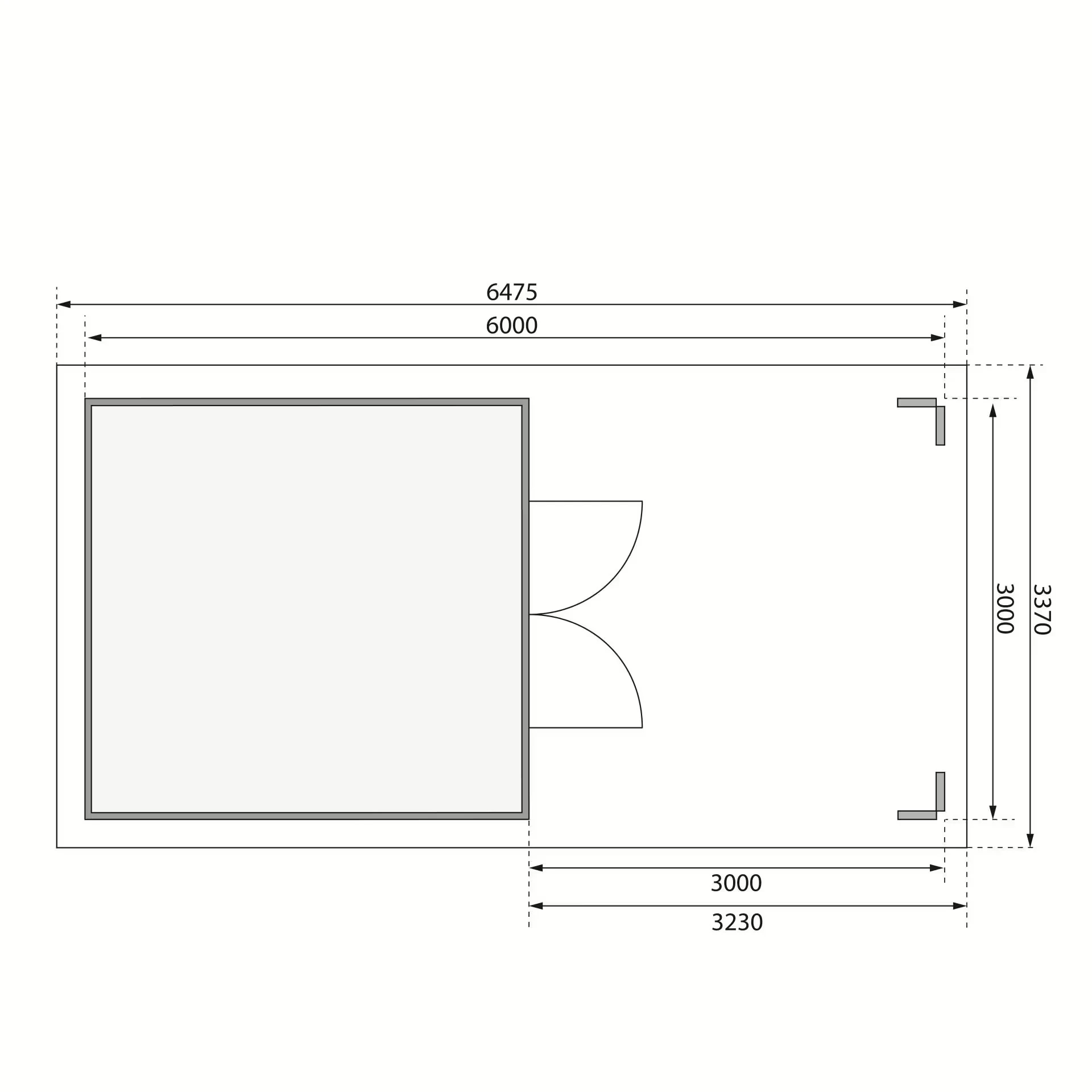 Karibu Tuinhuis Theres 7 28 mm met Overkapping Terragrijs 604 x 300 cm - Afbeelding 2