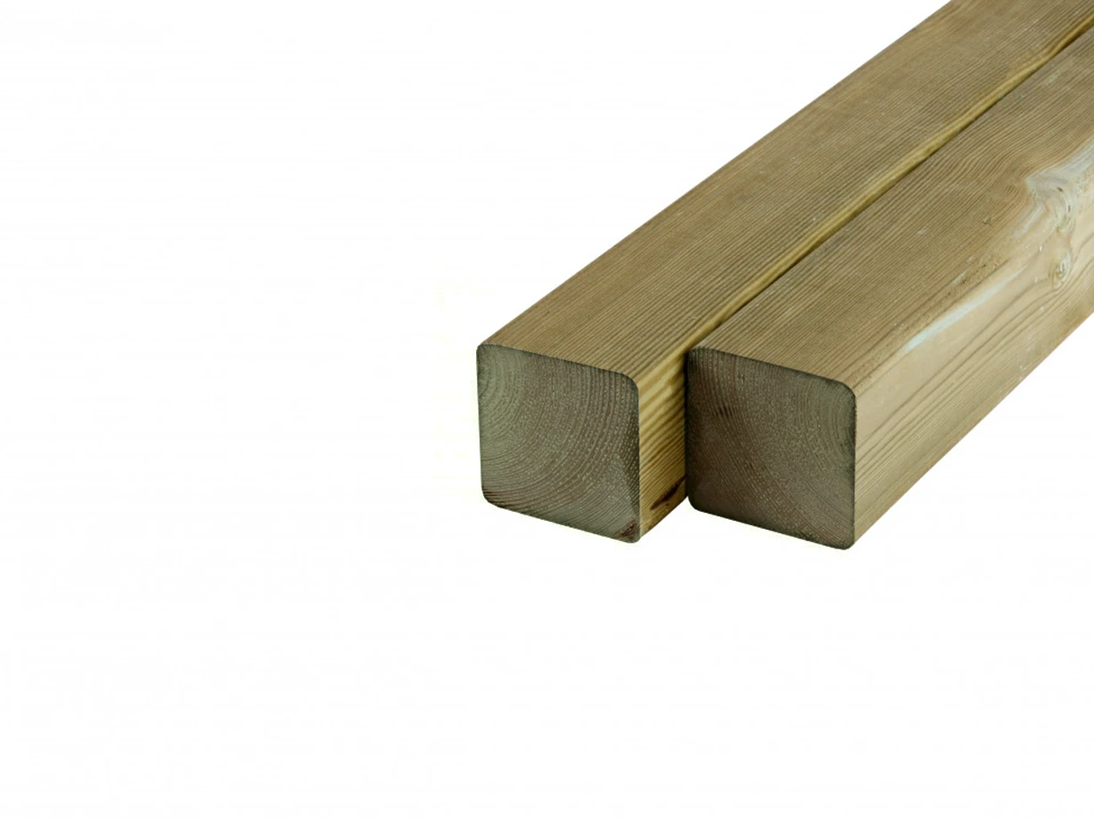 Grenen Paal 8.8 x 8.8 cm (88 x 88 mm) Groen Geïmpregneerd - Lengte 300 cm - Afbeelding 1