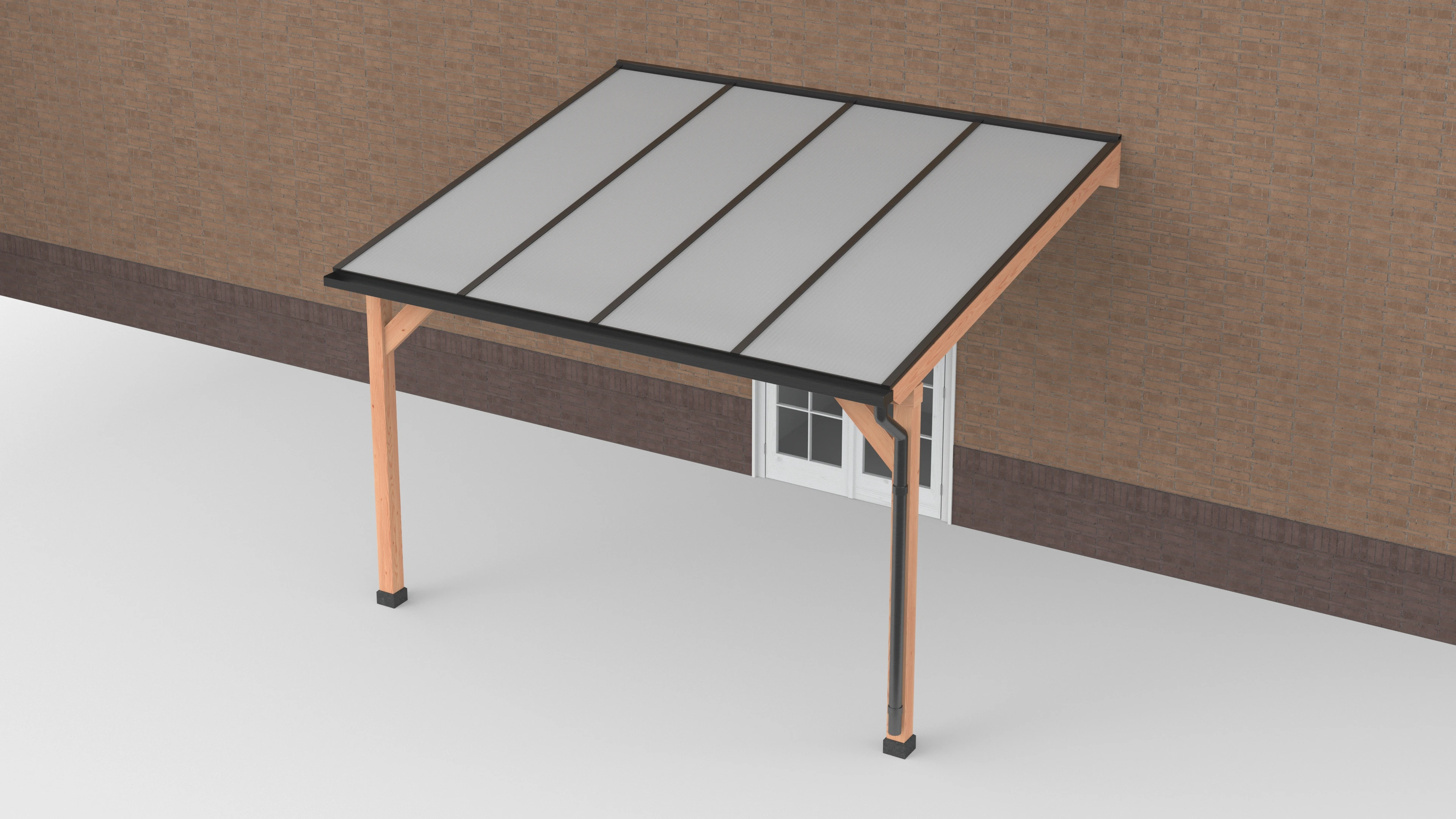 Douglas Terrasoverkapping Zwart Polycarbonaat Opaal Geschaafd - 400 x 350 cm - Afbeelding 1