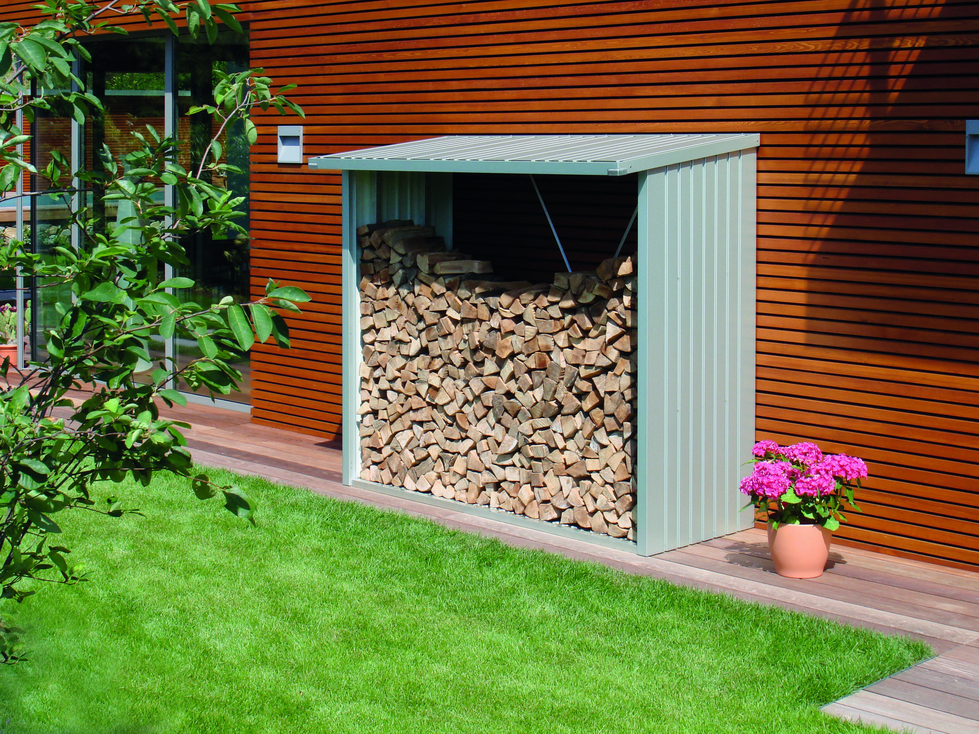 Biohort Houtopslag Zilver 145.5 x 102 x 199 cm - Afbeelding 2