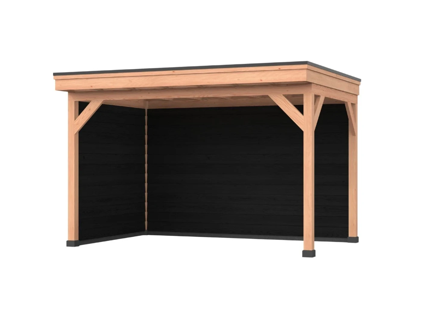Douglas overkapping, 400 x 250, Met achterwand en twee zijwanden, Westwood DIY zwart - Afbeelding 1