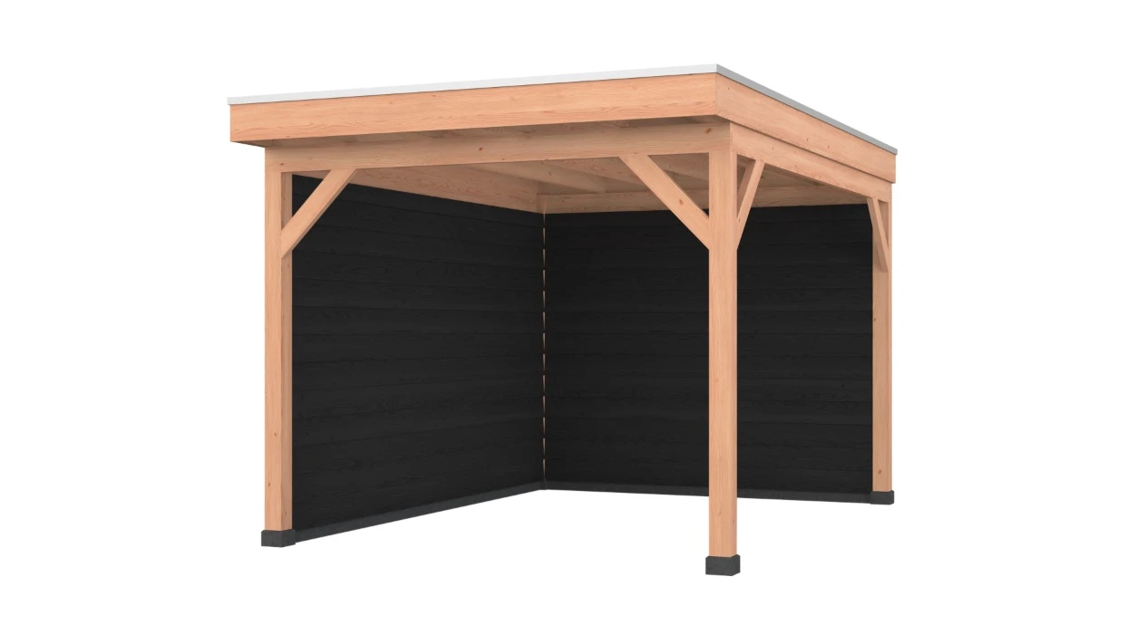 Douglas overkapping, 300 x 400, met achterwand en zijwand, Westwood Comfort Zwart - Afbeelding 1