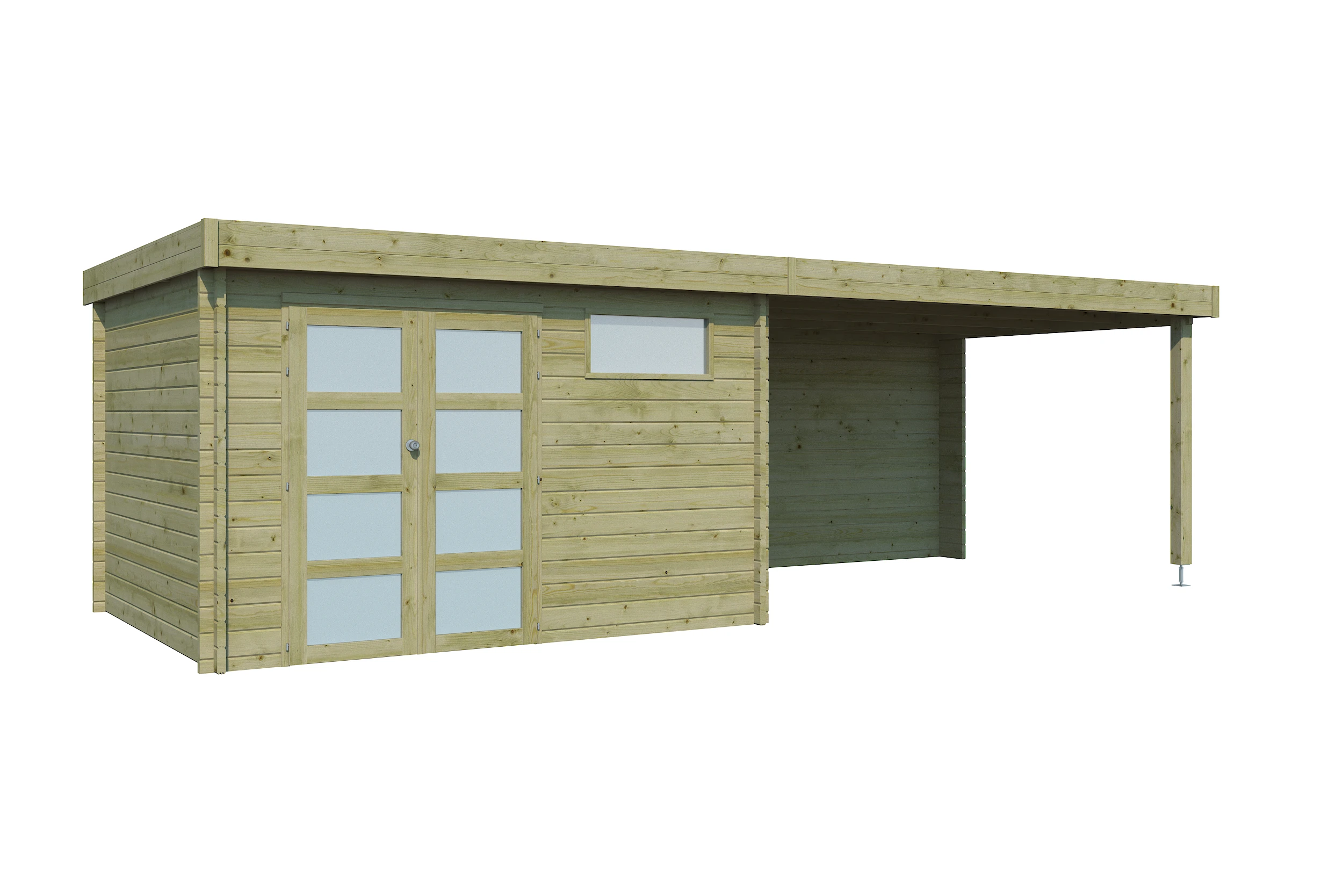 Woodlands Blokhut Modern met Overkapping en Dakisolatie Geïmpregneerd 755 x 295 cm - Afbeelding 8