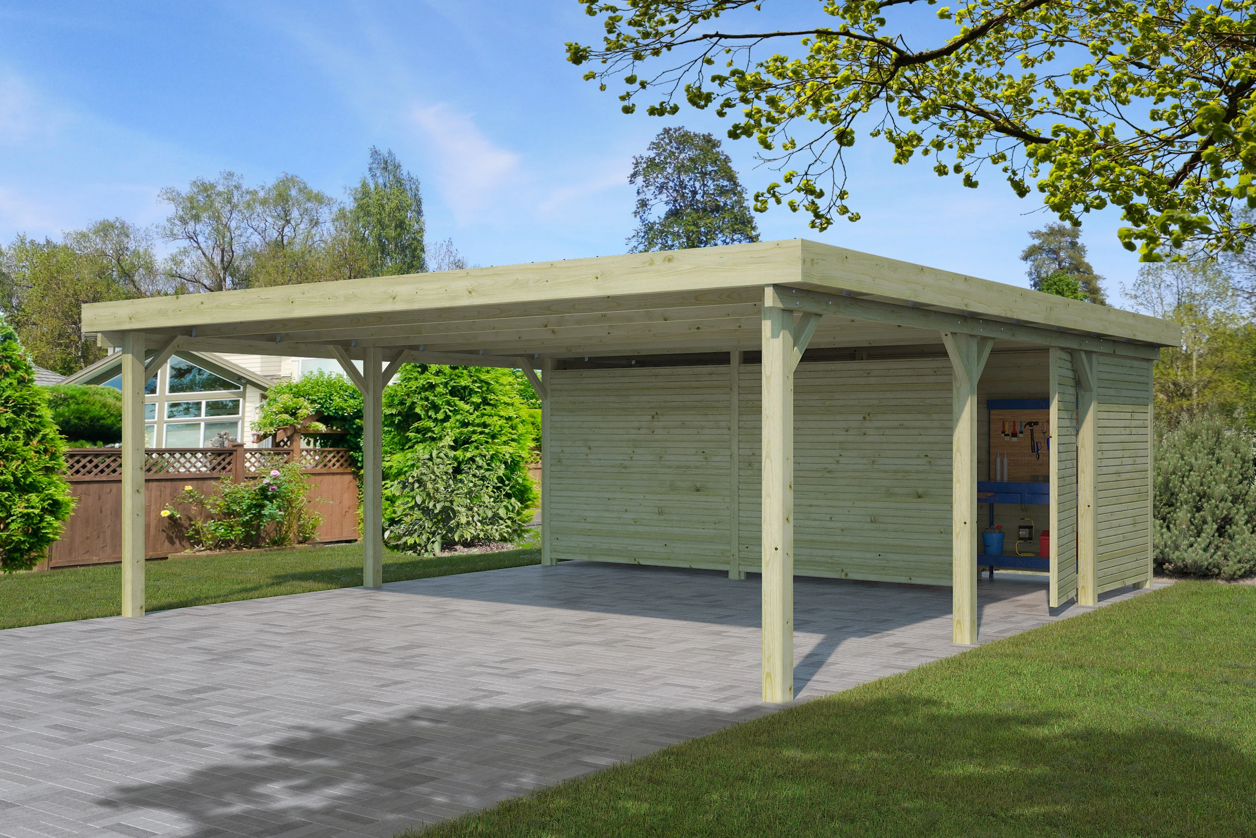 Woodlands Carport Dubbel XL 600 x 670 cm met Berging - Afbeelding 4