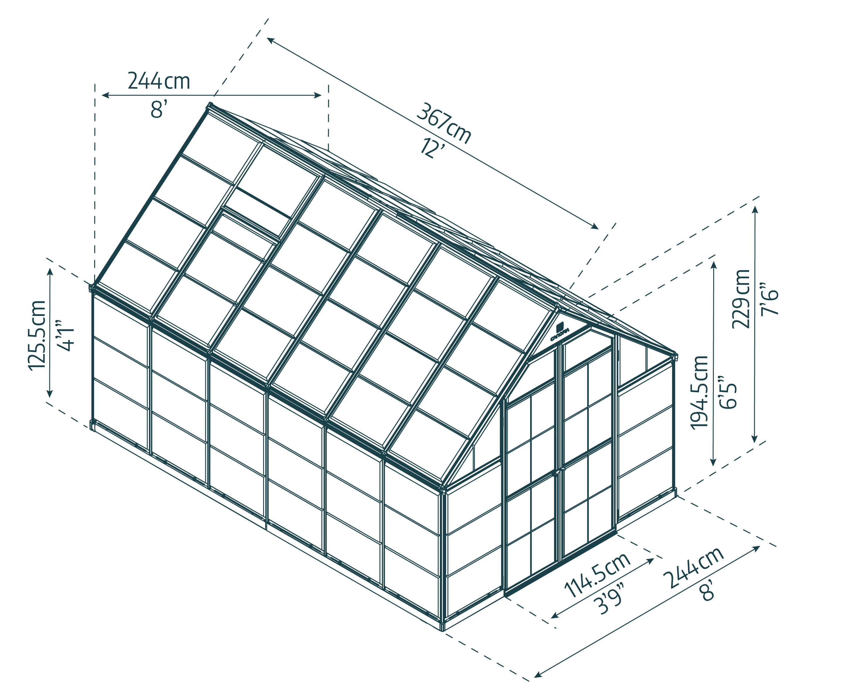 Palram Canopia Tuinkas Octave 244 x 367 cm Zilver - Afbeelding 8