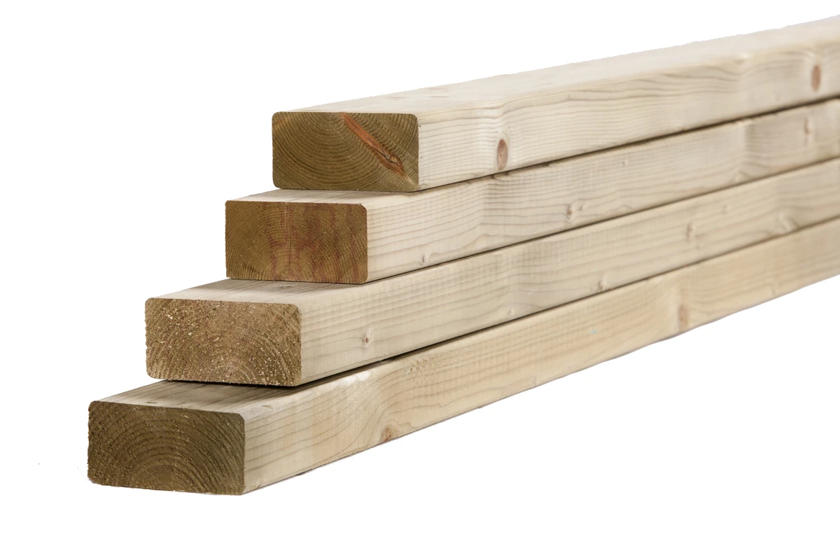 Vuren Regel 4.5 x 9.5 cm (45 x 95 mm) Geschaafd Geïmpregneerd - Lengte 300 cm - Afbeelding 2