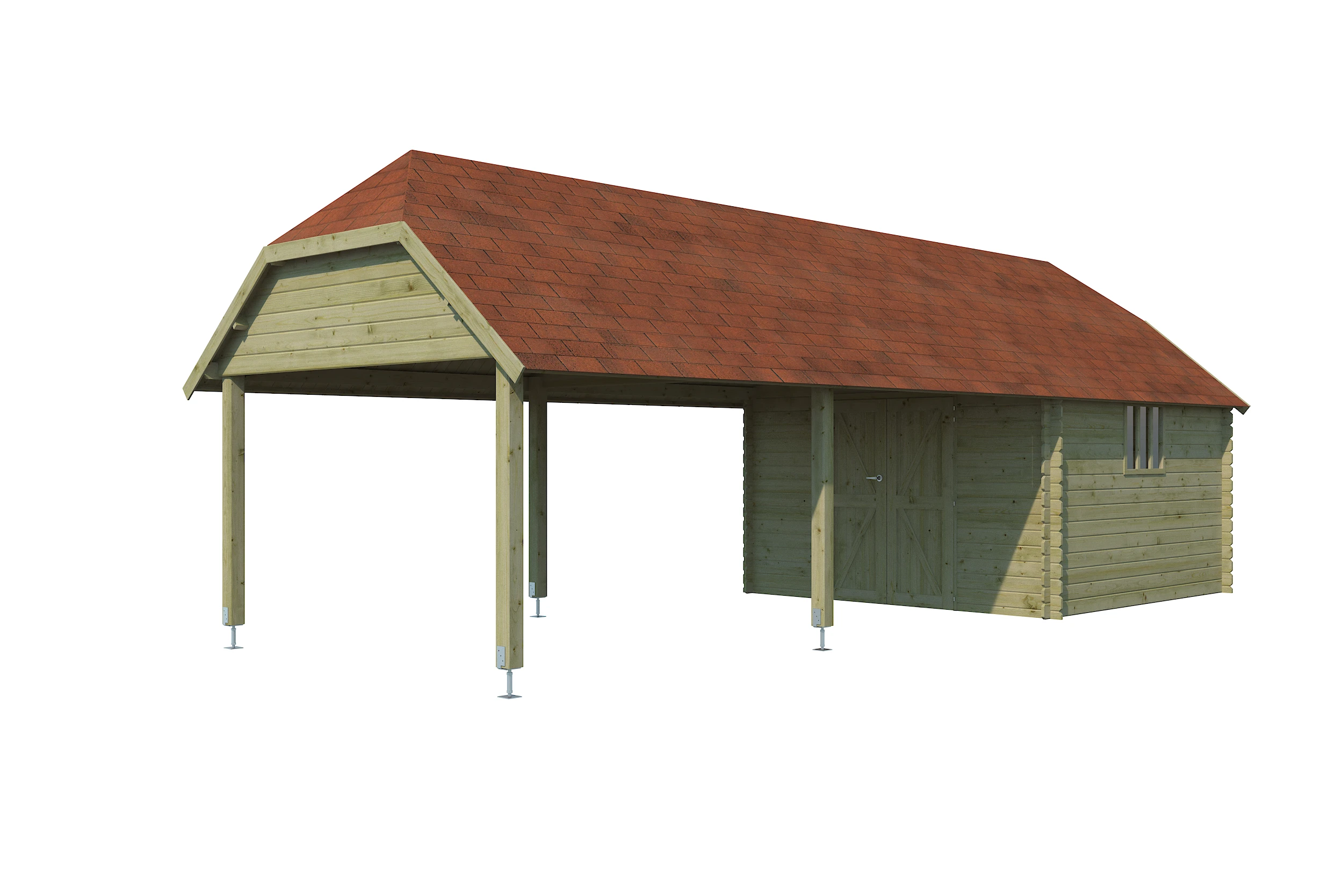 Woodlands Blokhut Oxford XXL Groen Geïmpregneerd 355 x 940 cm - Afbeelding 1