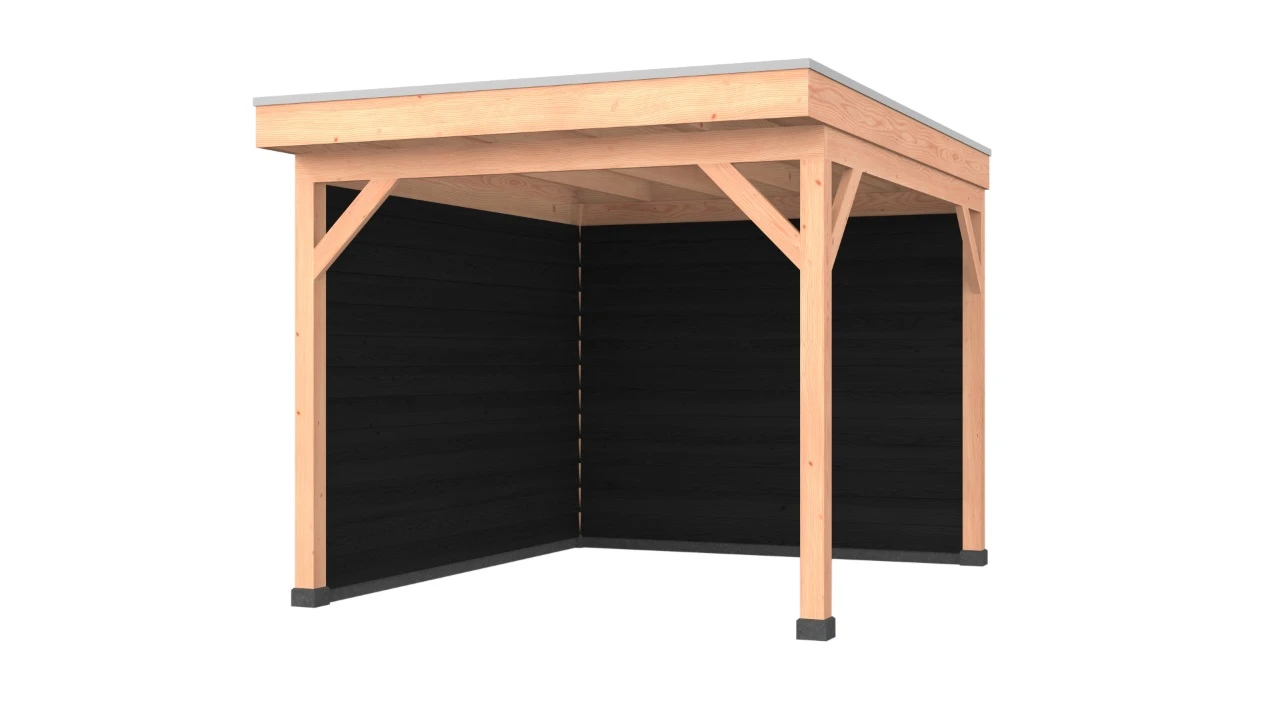 Douglas overkapping, 300 x 350, met achterwand en zijwand, Westwood Comfort Zwart - Afbeelding 1