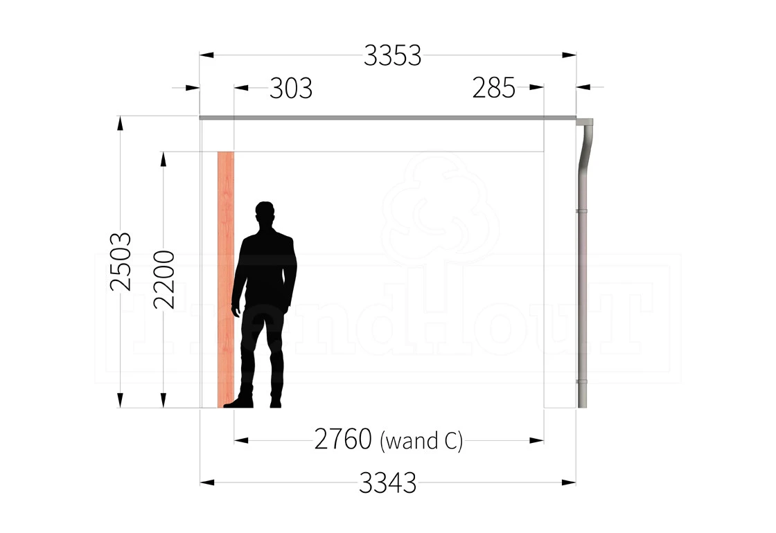 Trendhout Douglas Overkapping Verona Links 750 x 335 cm - Afbeelding 4