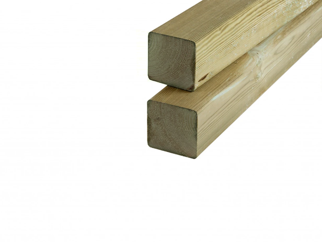 Grenen Paal 8.8 x 8.8 cm (88 x 88 mm) Groen Geïmpregneerd - Lengte 400 cm - Afbeelding 2
