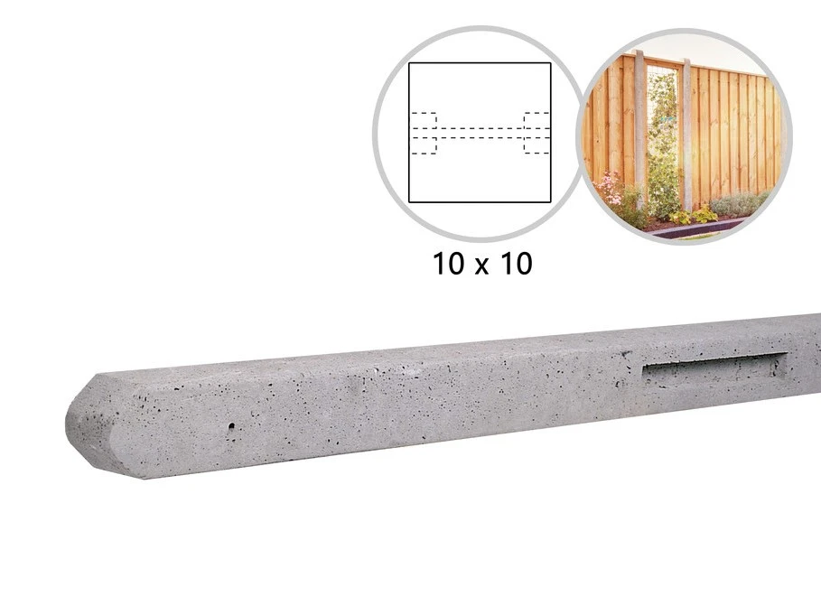 Tussenpaal Ruw Beton 10 x 10 cm (100 x 100 mm) Grijs - Lengte 310 cm - Afbeelding 4