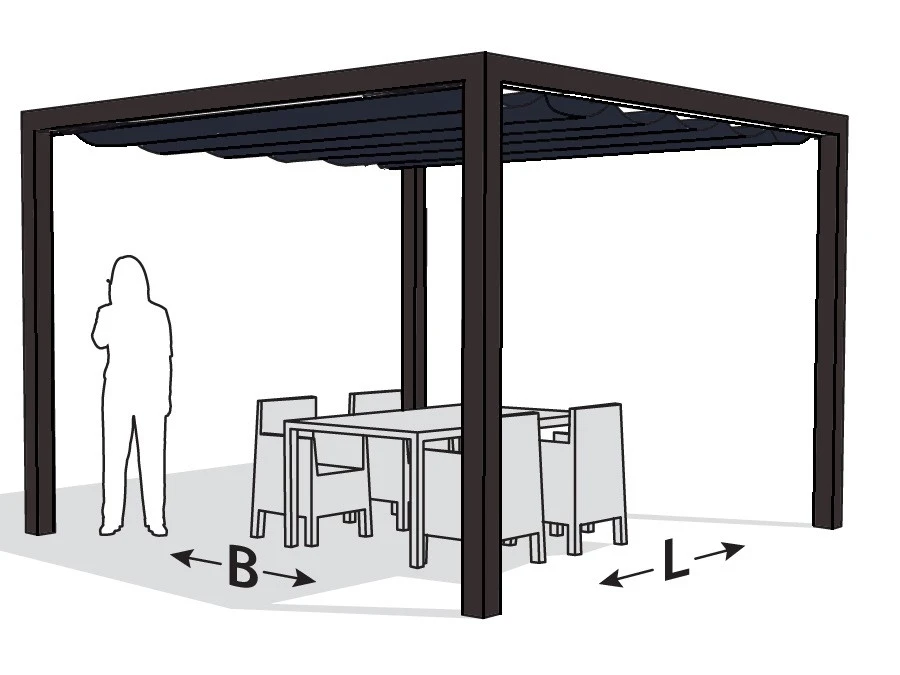 Platinum Optiva Aluminium Pergola Antraciet met Coolfit Schaduwdoek Antraciet 319 x 319 cm - Afbeelding 1