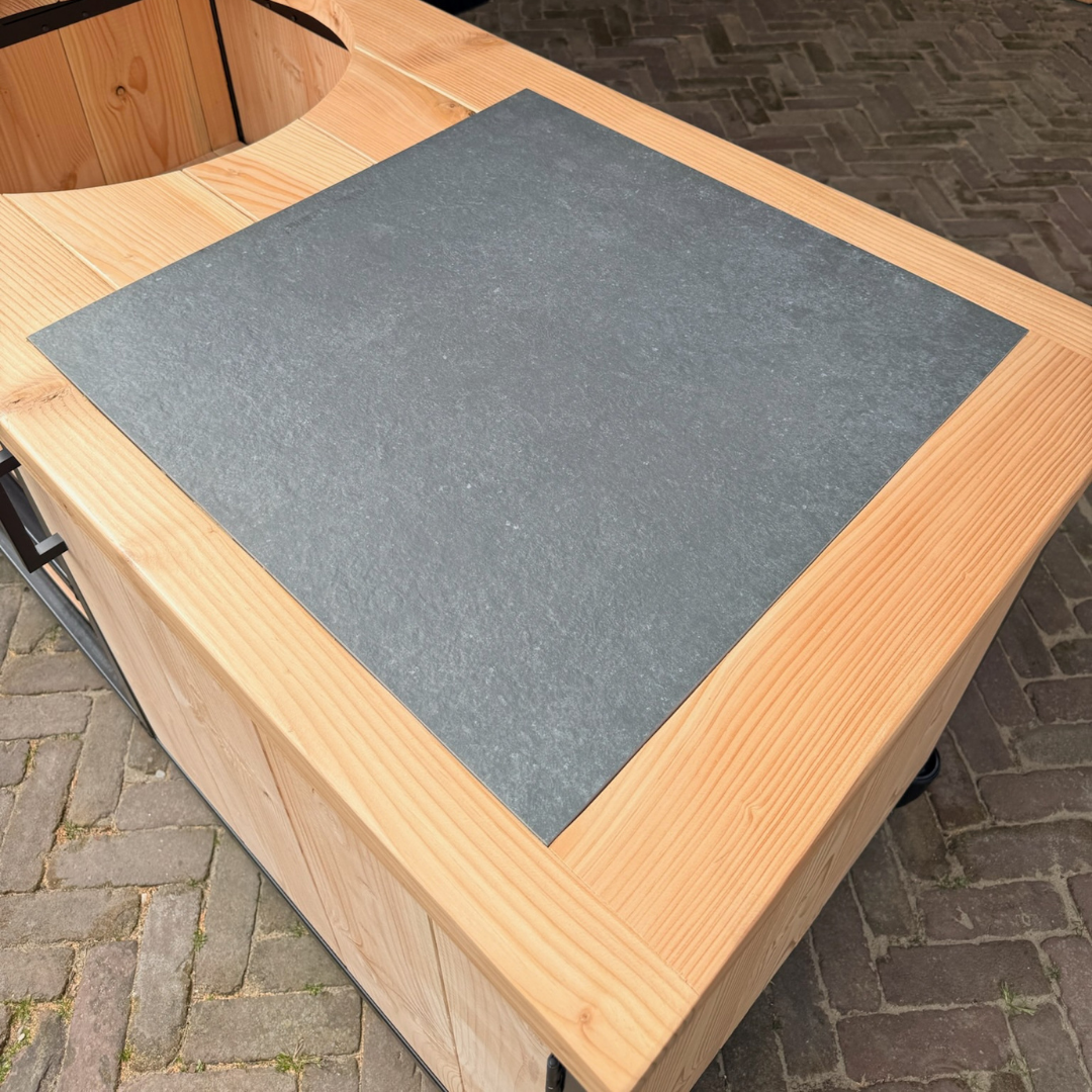 Buitenkeuken Douglas en staal met opbergkast en Keramische tegel - Lengte 150 cm - Afbeelding 6
