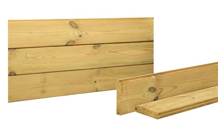 Grenen Blokhutprofielplank 2.8 x 14.5 cm (28 x 145 mm) Geïmpregneerd - Lengte 400 cm - Afbeelding 2