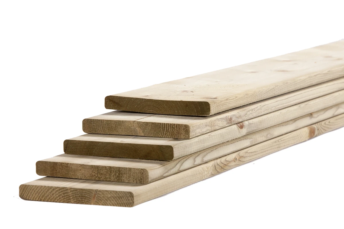 Vuren Plank 1.8 x 14.5 cm (18 x 145 mm) Geschaafd Groen Geïmpregneerd - Lengte 300 cm - Afbeelding 1