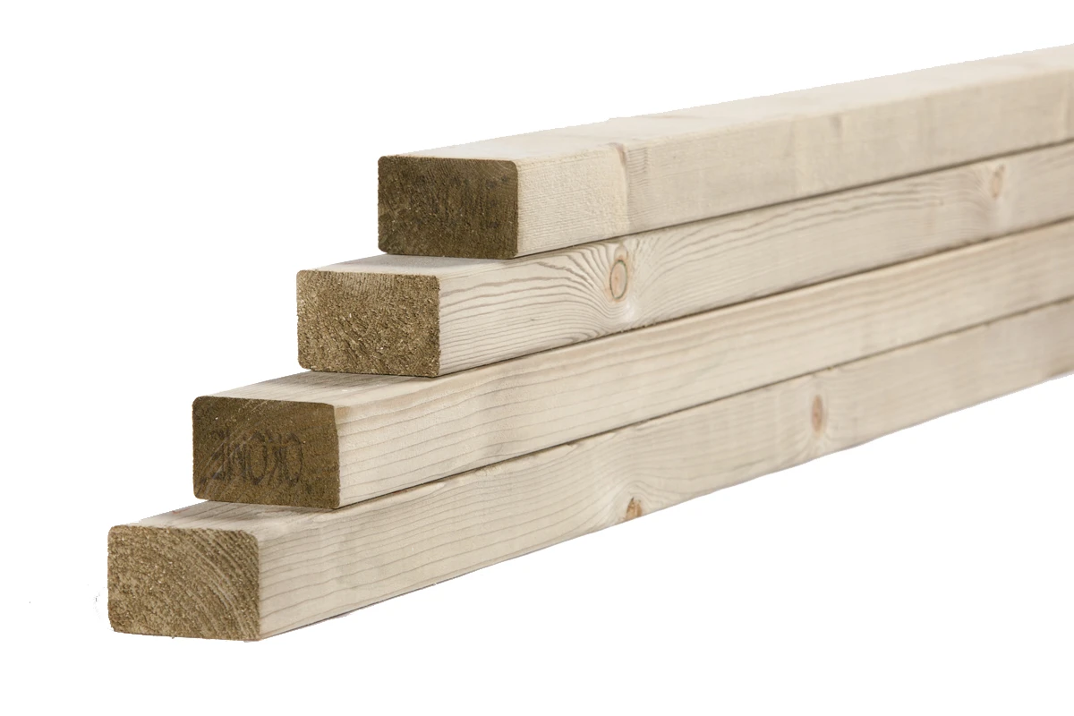 Vuren Regel 4.5 x 7 cm (45 x 70 mm) Geschaafd Groen Geïmpregneerd - Lengte 300 cm - Afbeelding 2