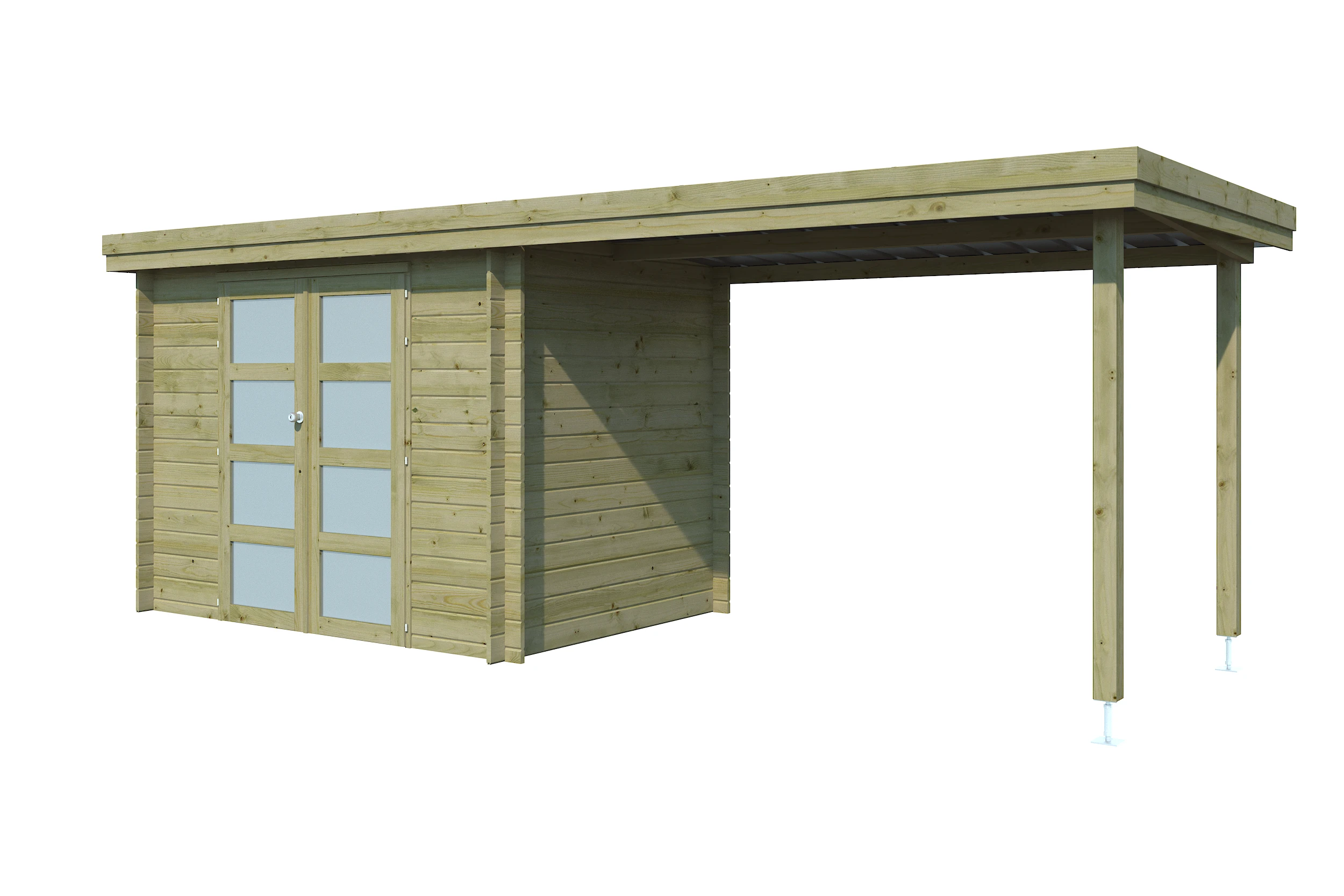 Woodlands Blokhut Oregon met Overkapping Geïmpregneerd - 595 x 205 cm - Afbeelding 3