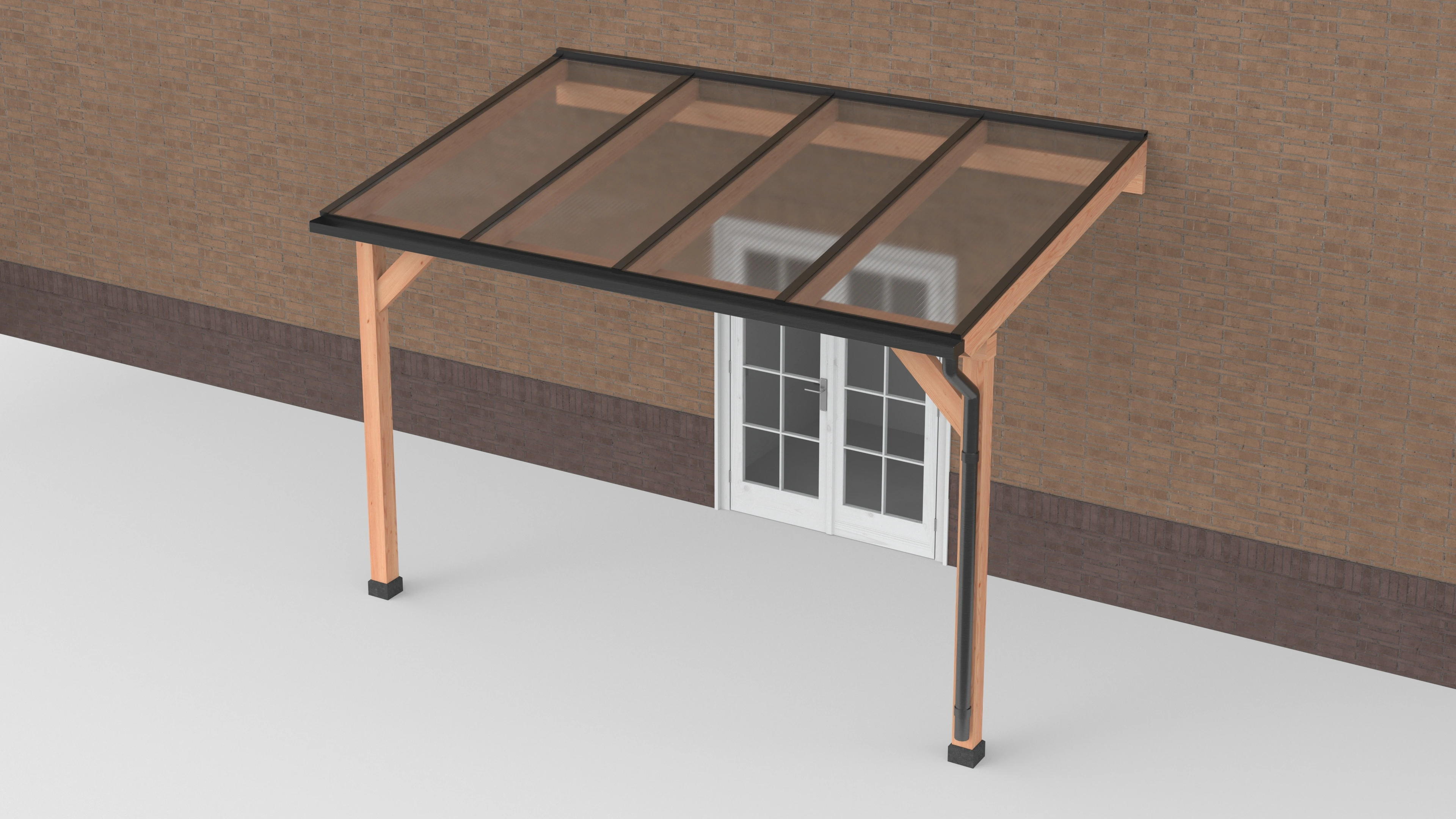 Douglas Terrasoverkapping Zwart Polycarbonaat Helder Geschaafd 400 x 250 cm - Afbeelding 1