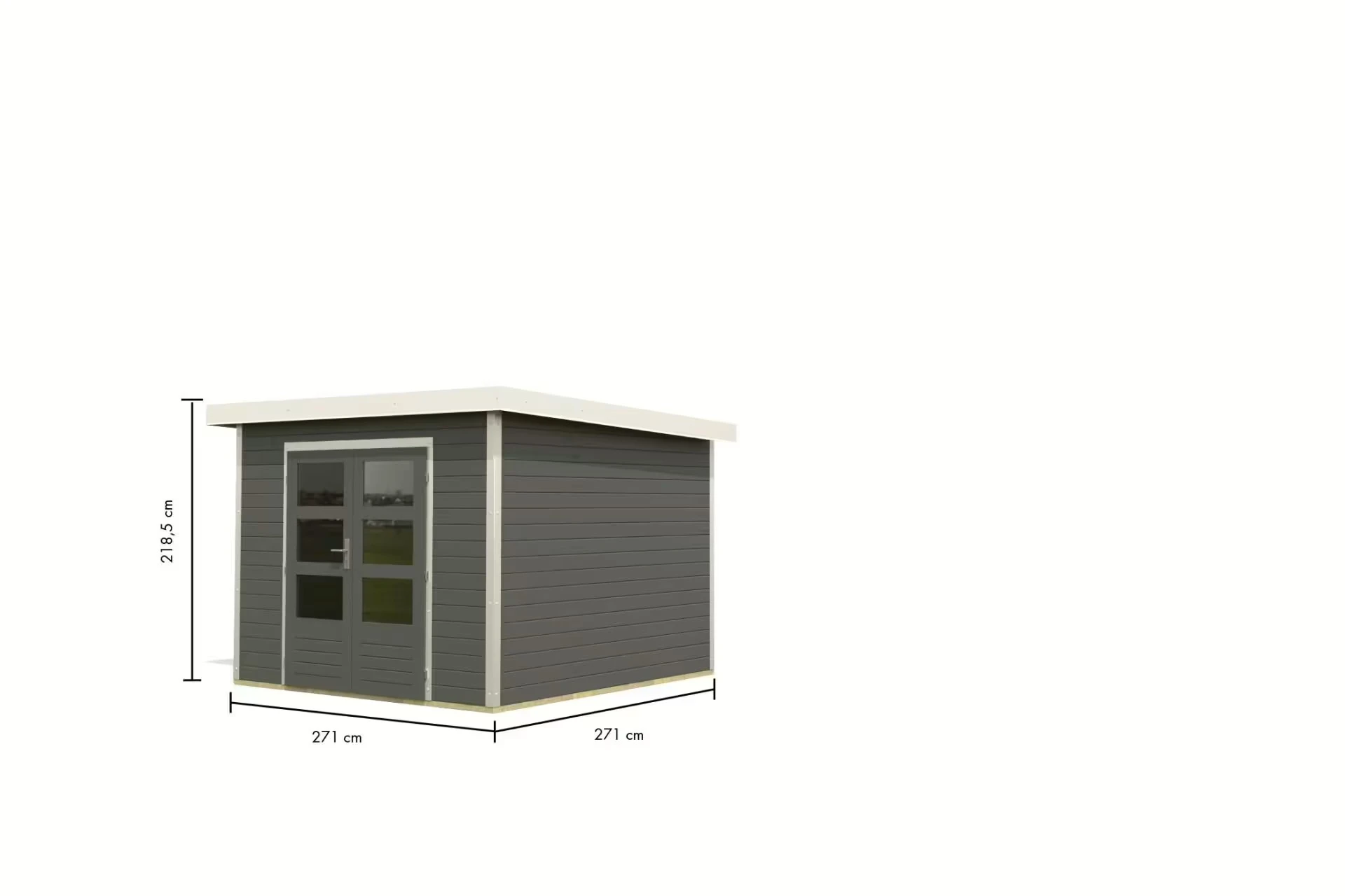 Karibu Tuinhuis Pluto B Antraciet-Wit 271 x 271 cm - Afbeelding 4